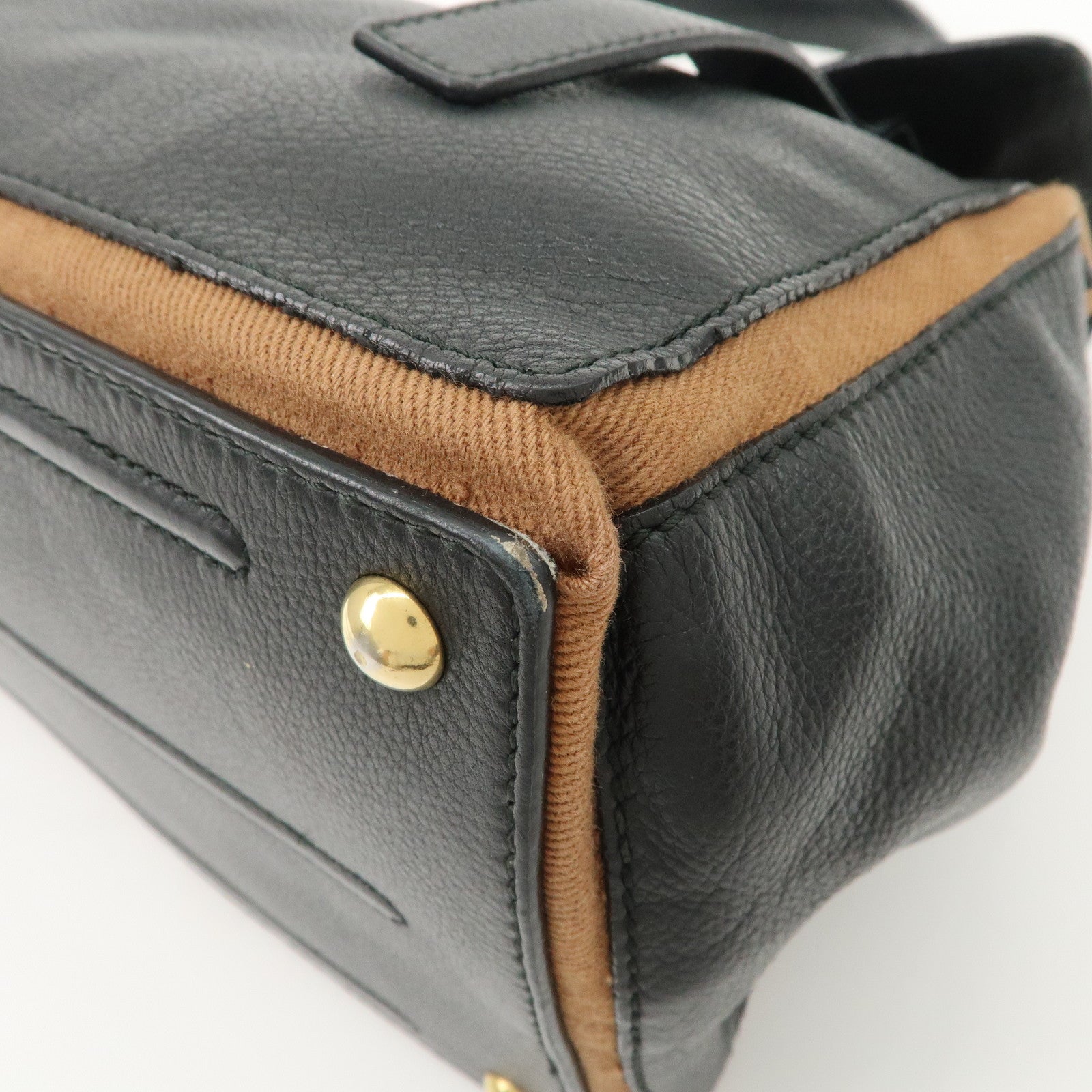 SAINT LAURENT Leather Shoulder Bag Black Brown Gold HDW 229680