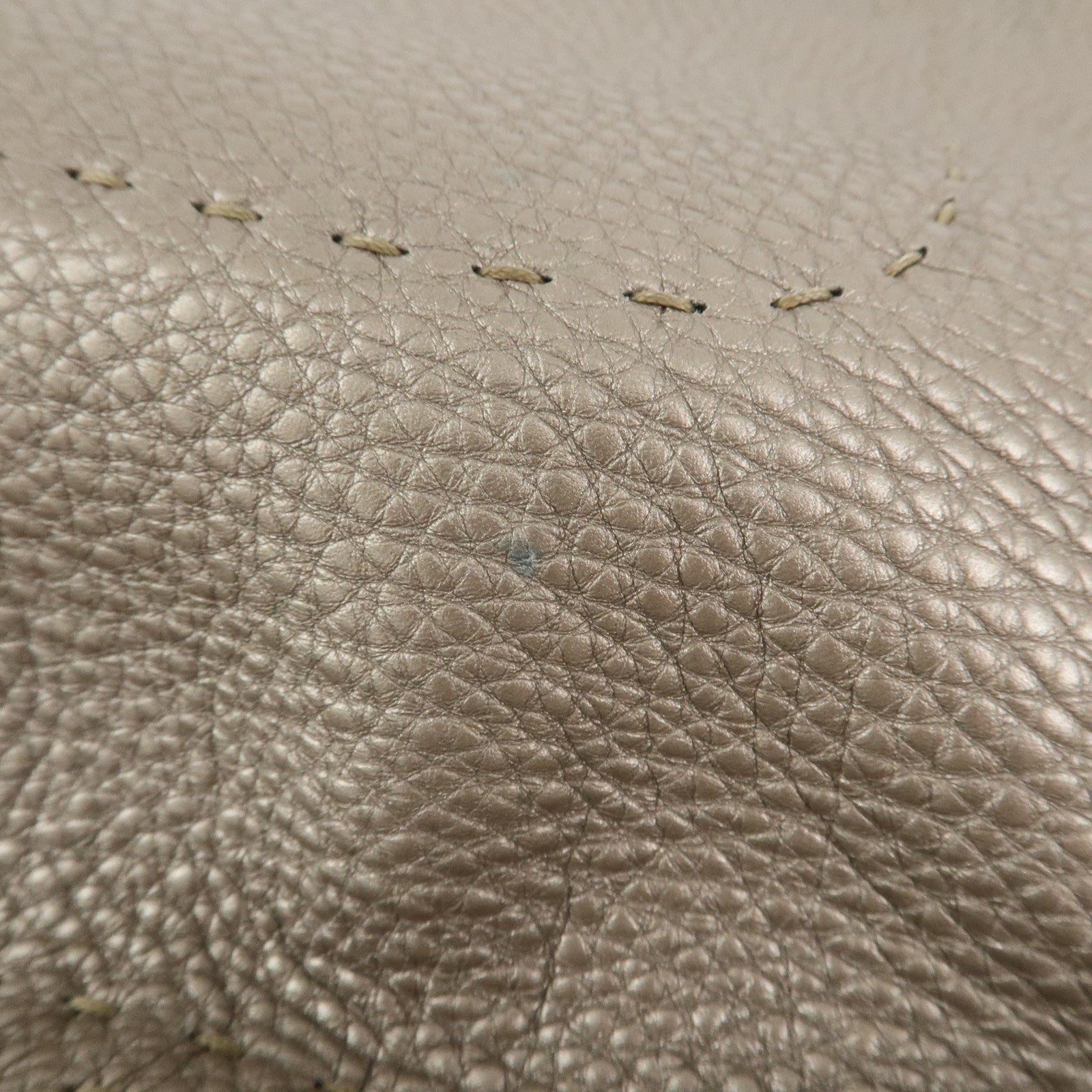 FENDI Selleria Leather Shoulder Bag Hand Bag Silver 8BR582