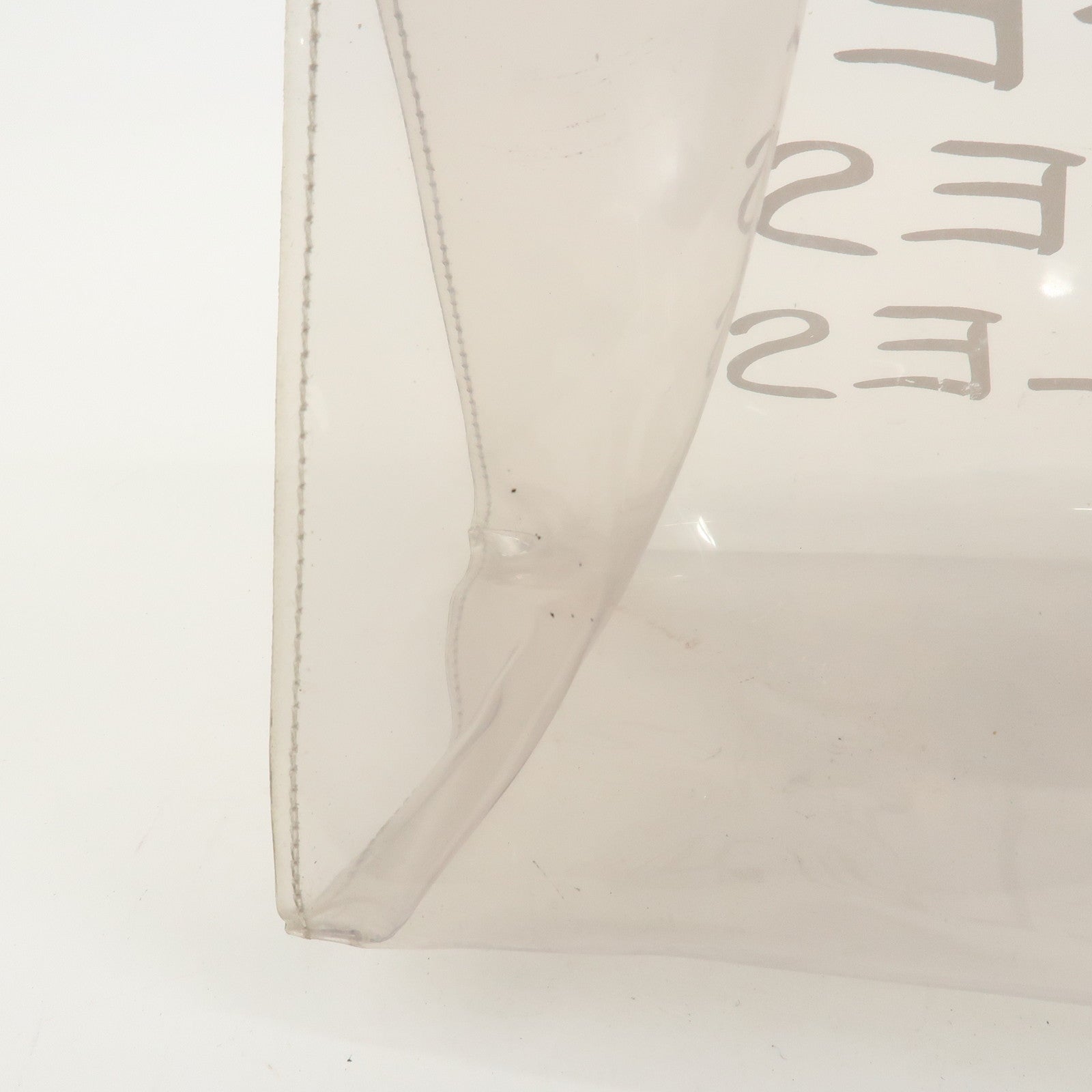 HERMES Vinyl Kelly Hand Bag Clear White Gold