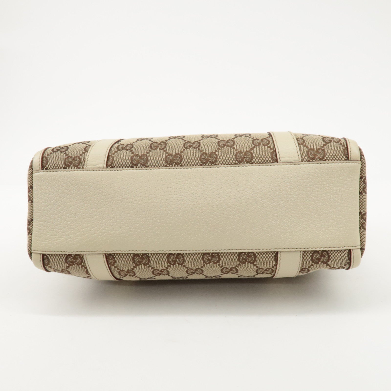 GUCCI Abbey GG Canvas Leather Hand Bag Beige Ivory 130942 Used