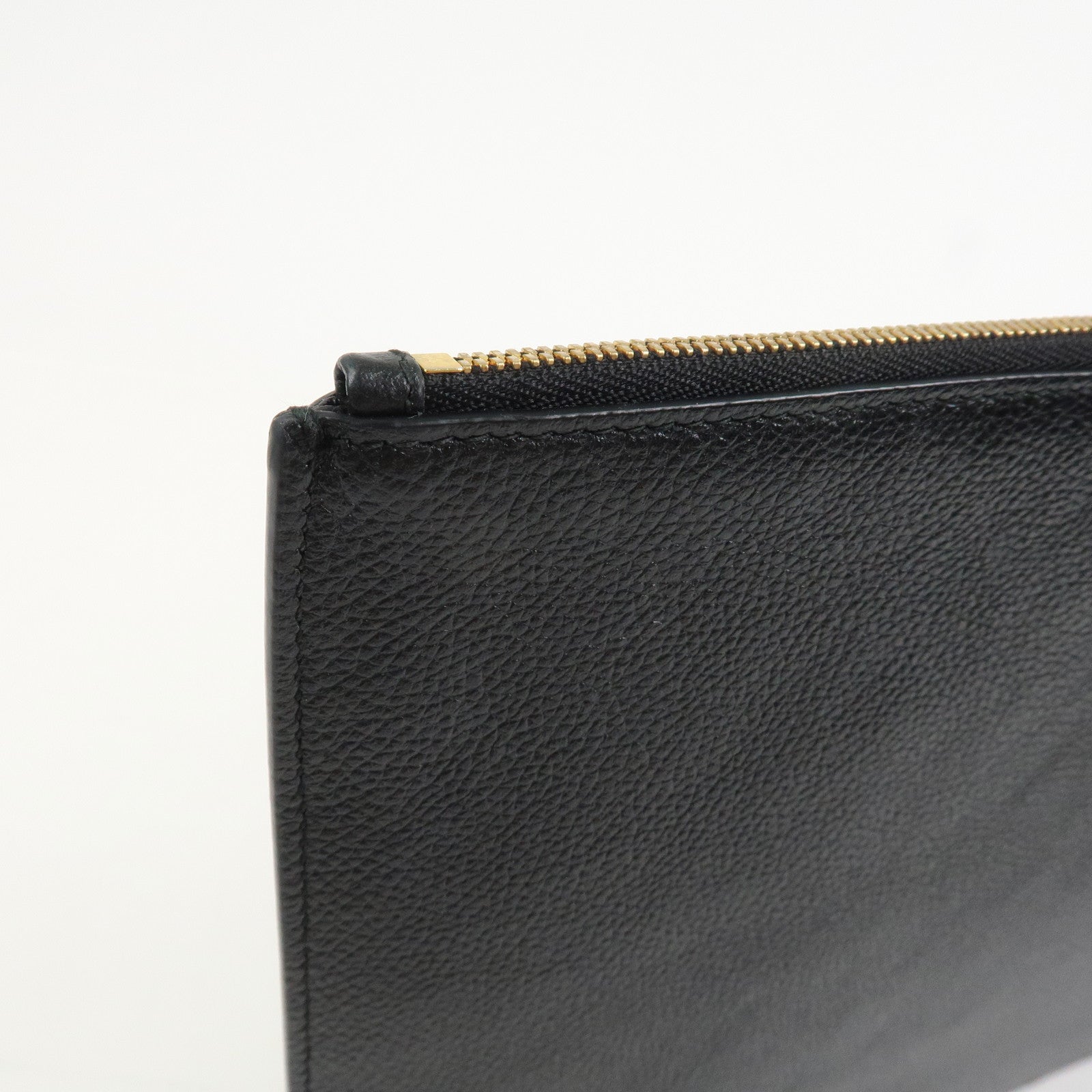 BALENCIAGA Everyday Leather Clutch Bag Flat Pouch Black 655605