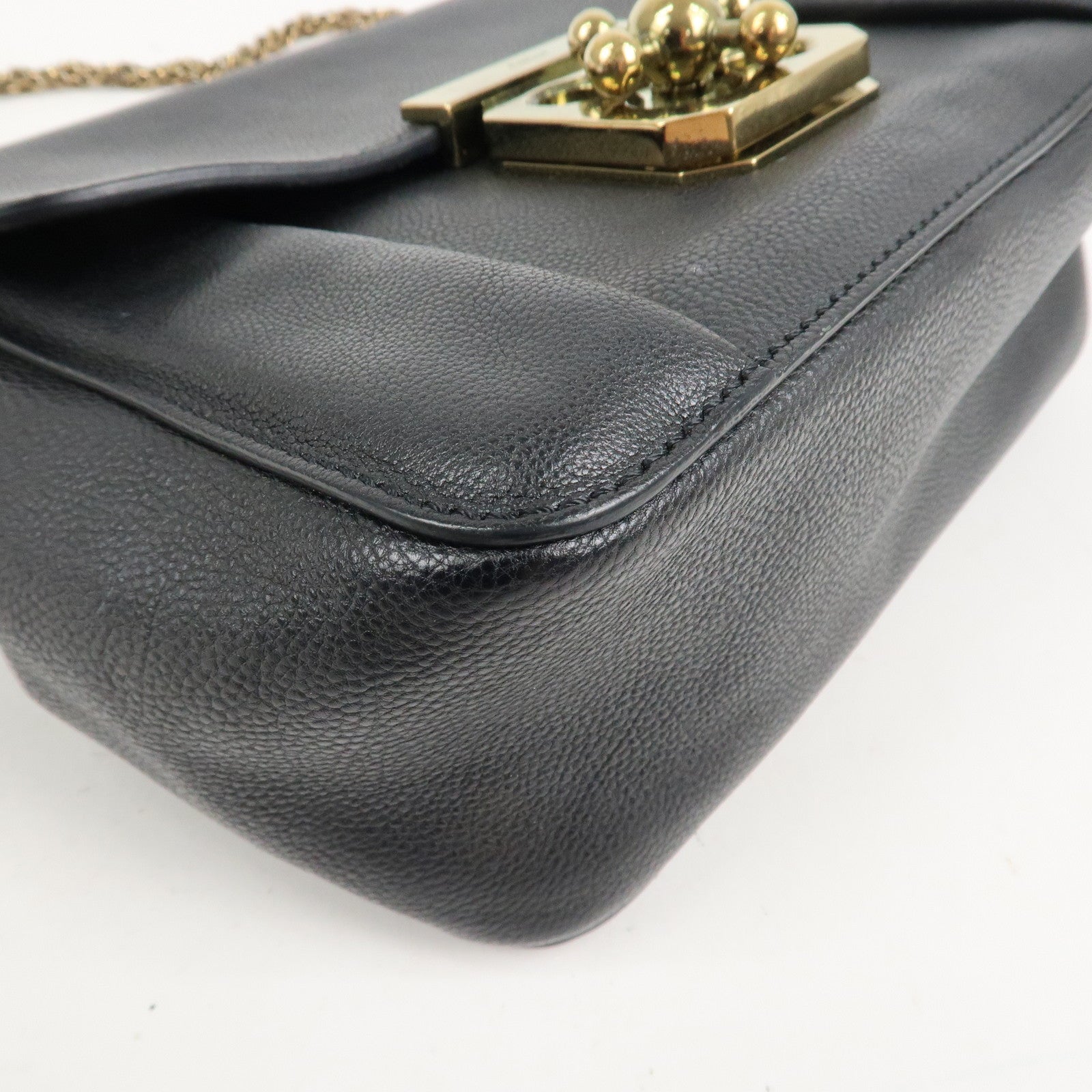 Chloe Elsie Leather Chain Shoulder Bag Hand Bag Black