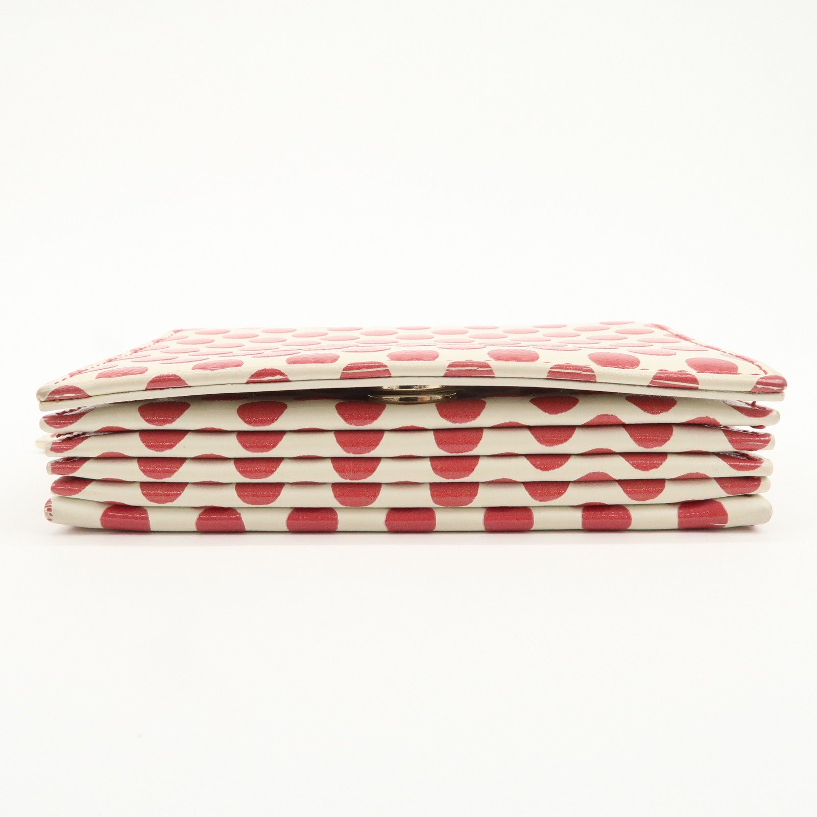 Christian Dior Leather Card Case Card Holder Dots Ivory Red