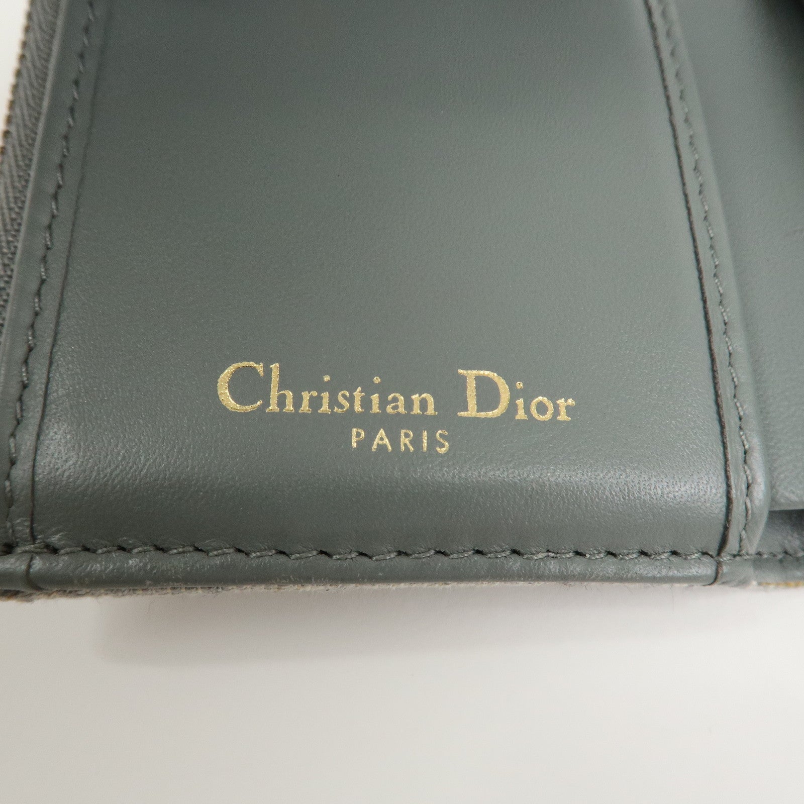 Christian Dior Trotter Saddle Tri-fold Compact Wallet Gray