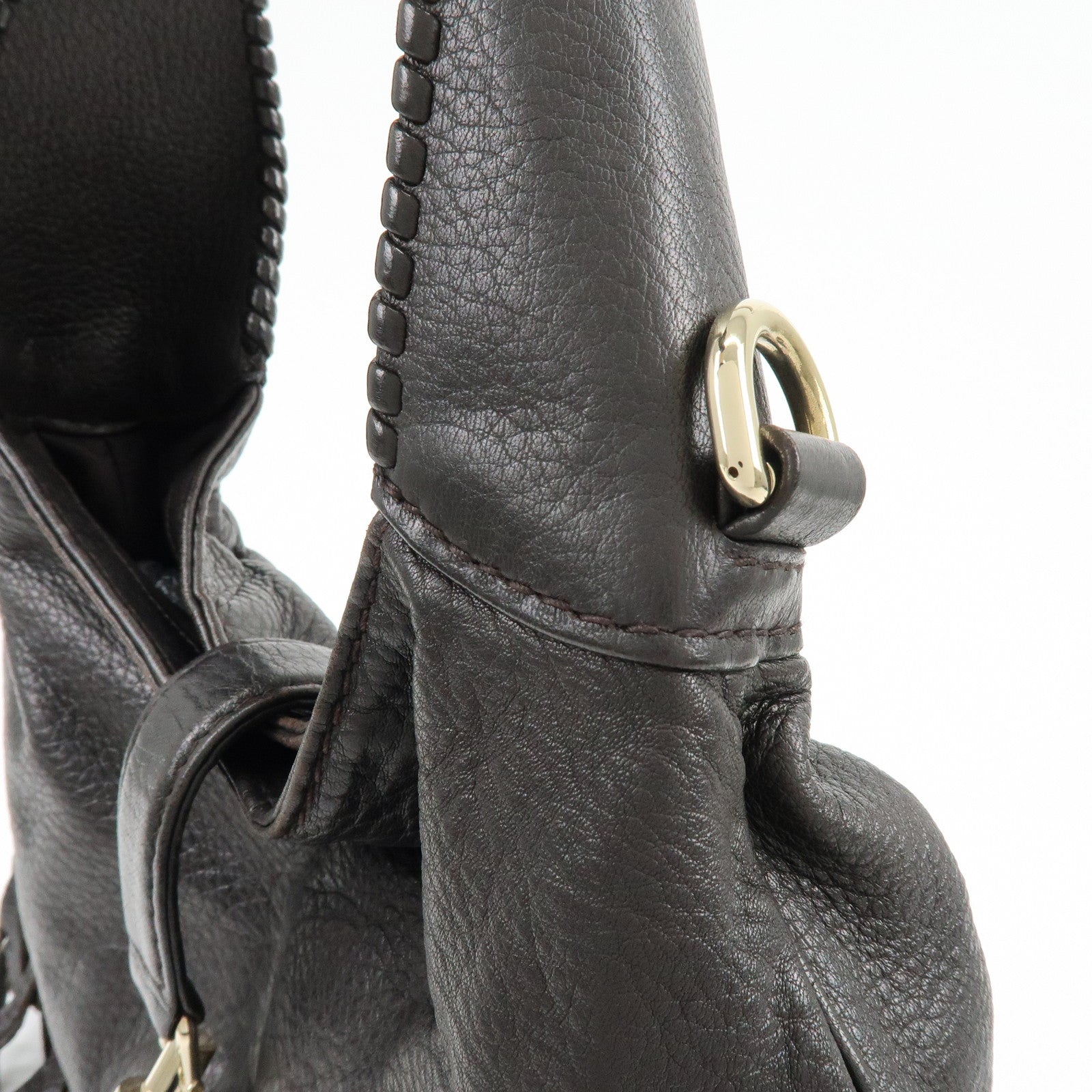 GUCCI New Jackie Leather 2Way Bag Shoulder Bag Dark Brown 219725
