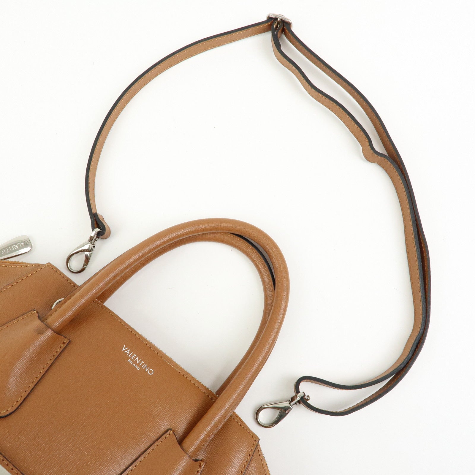 VALENTINO Leather 2Way Bag Hand Bag Shoulder Bag Brown