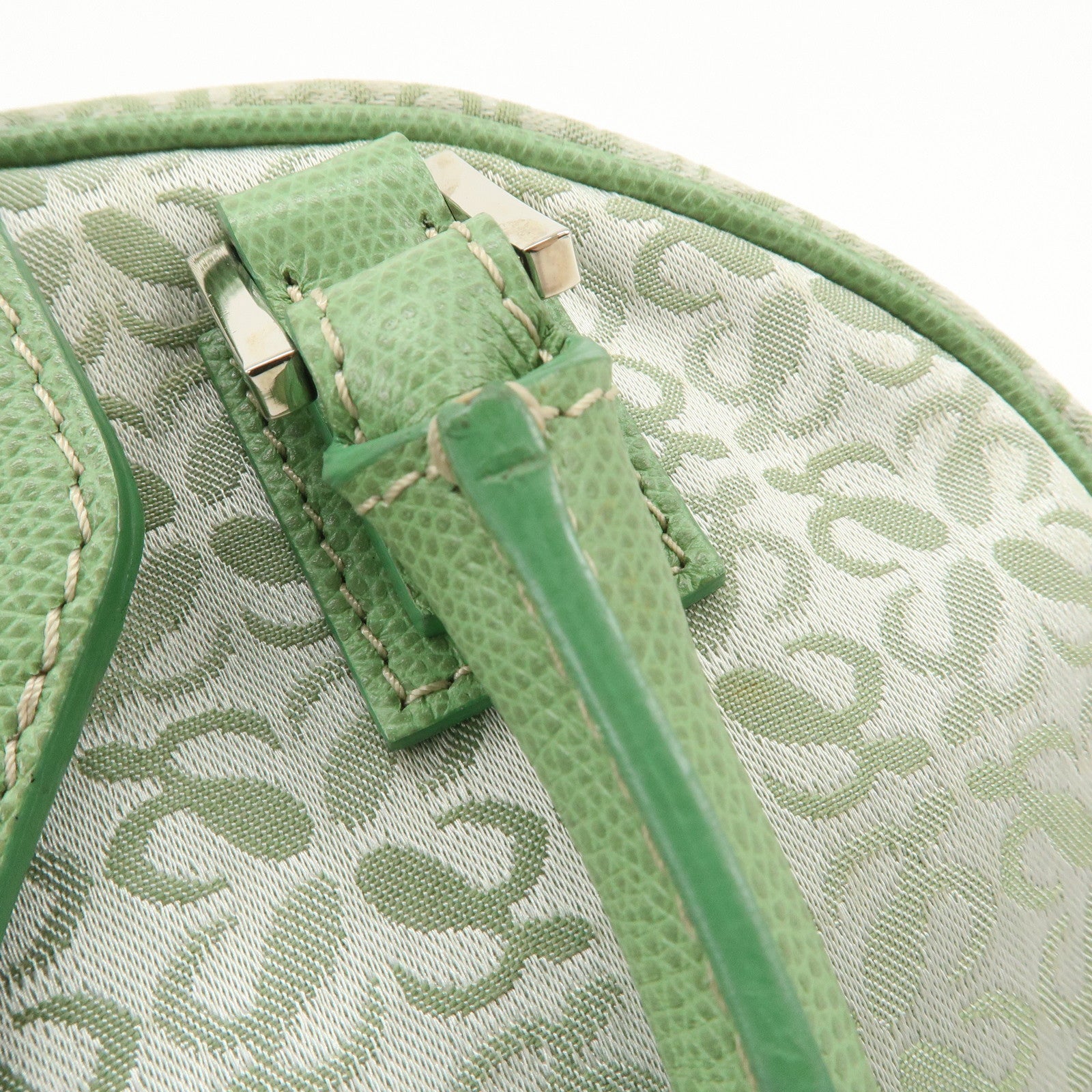 LOEWE Anagram Canvas Leather Hand Bag Light Green