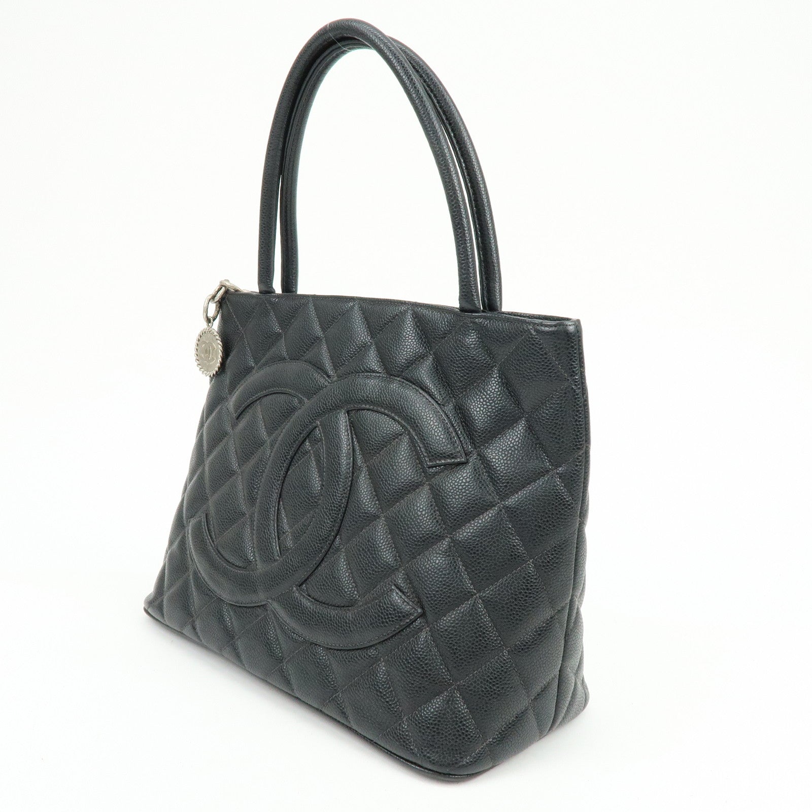 CHANEL Matelasse COCO Mark Medallion Tote Bag Hand Bag Black A01804