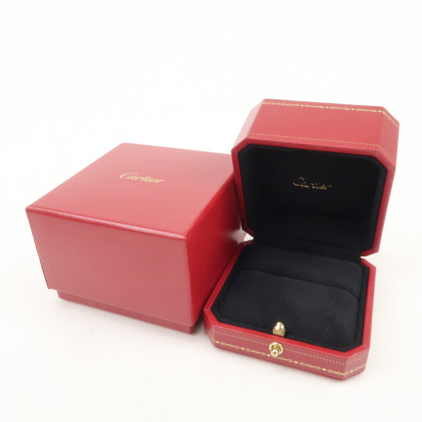 Cartier Set of 2 Jewelry Boxes Ring Boxes Red Gold