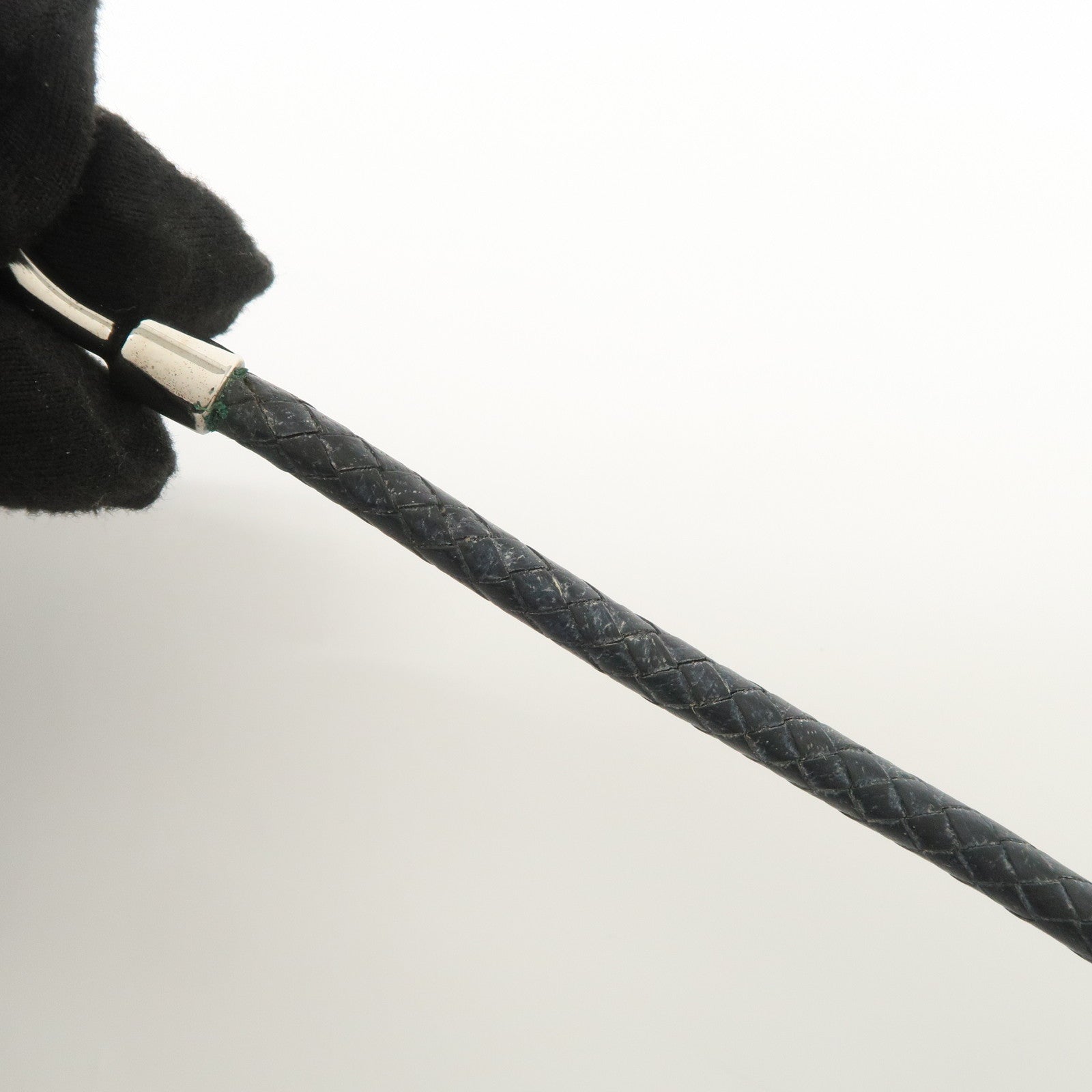 HERMES Leather Metal Jumbo Choker Bracelet Black