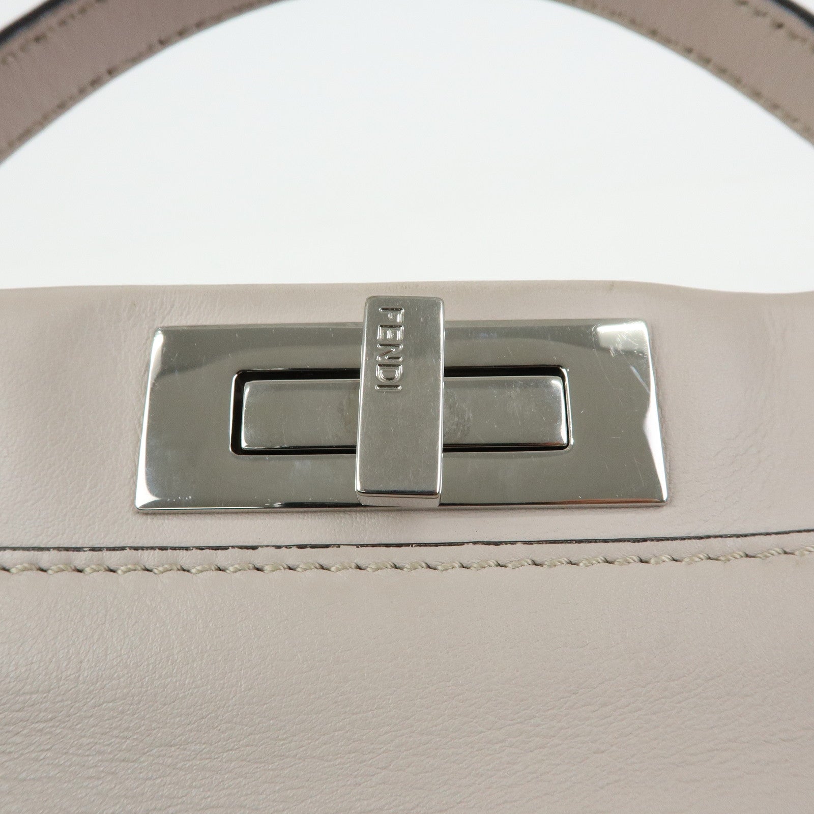 FENDI Peekaboo Leather 2Way Bag Hand Bag Shoulder Bag Gray 8BN290