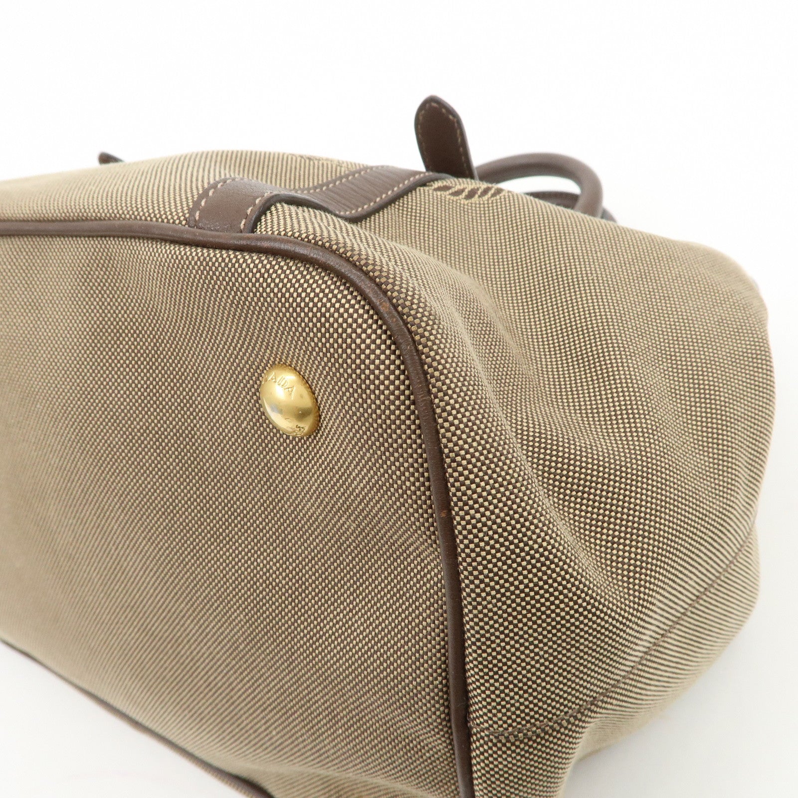 PRADA Jaguard Canvas Leather 2Way Tote Bag Shoulder Bag BN1841