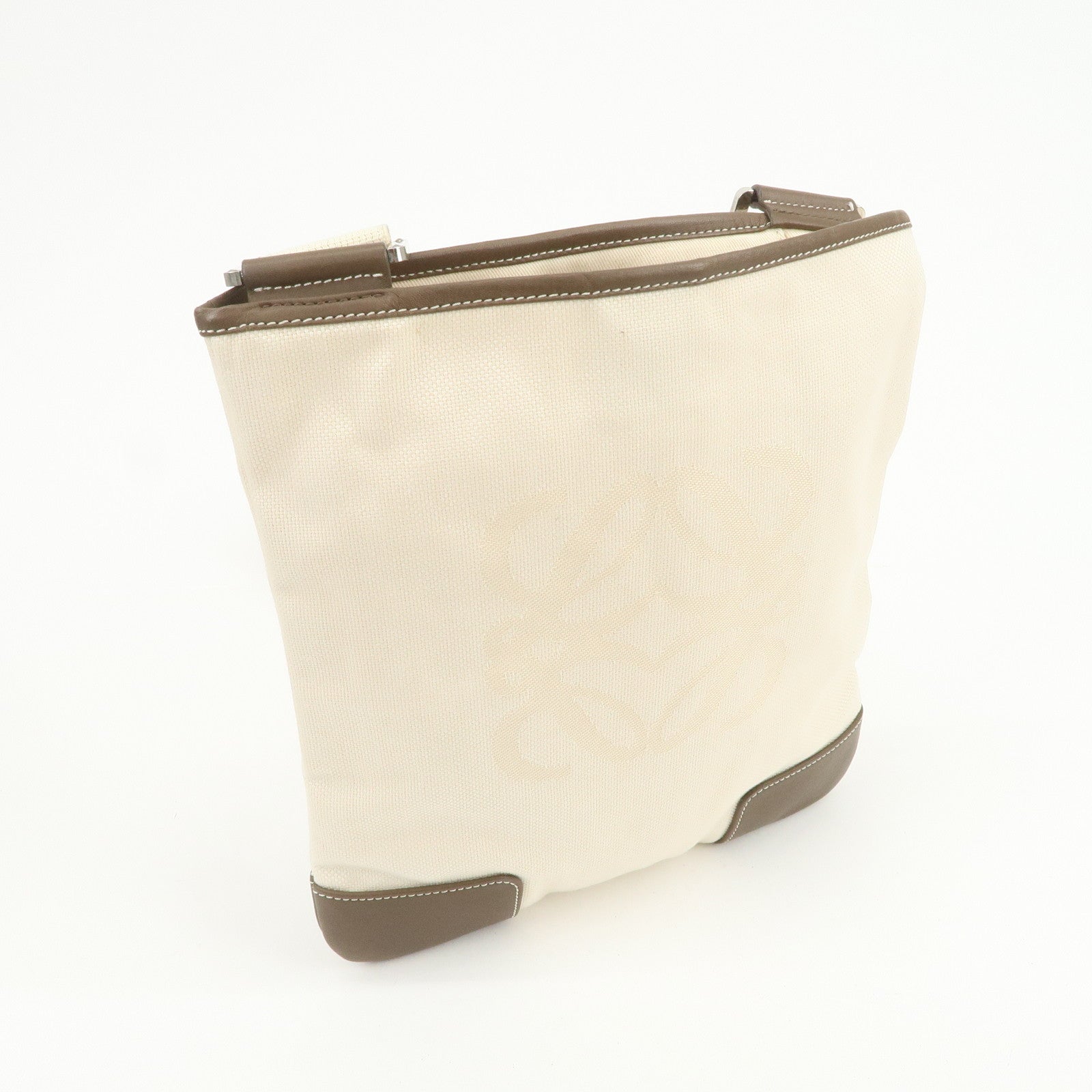 LOEWE Anagram Canvas Leather Shoulder Bag Crossbody Bag Beige