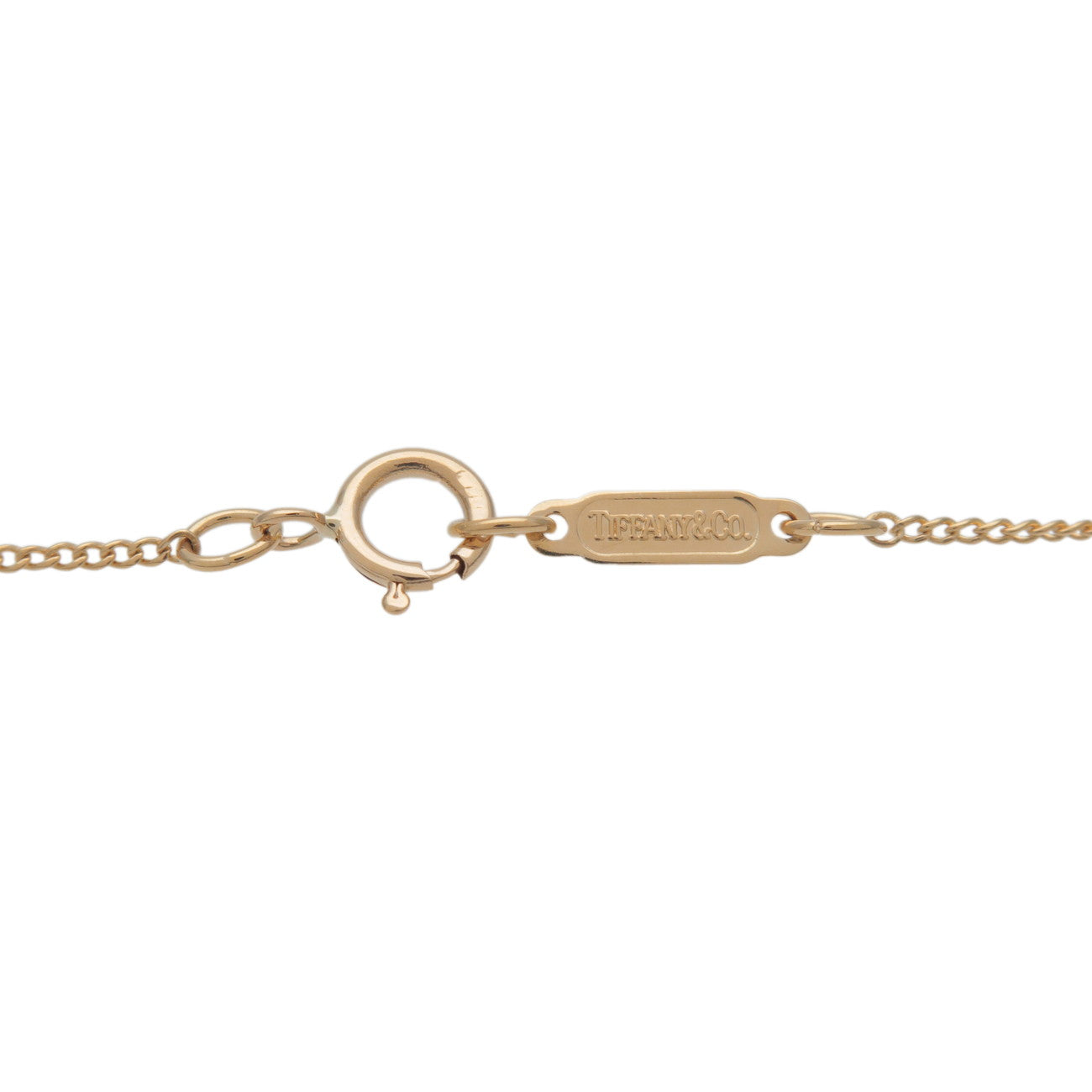 Tiffany & Co Chain Cross Heart Necklace K18 750YG Rhodochrosite