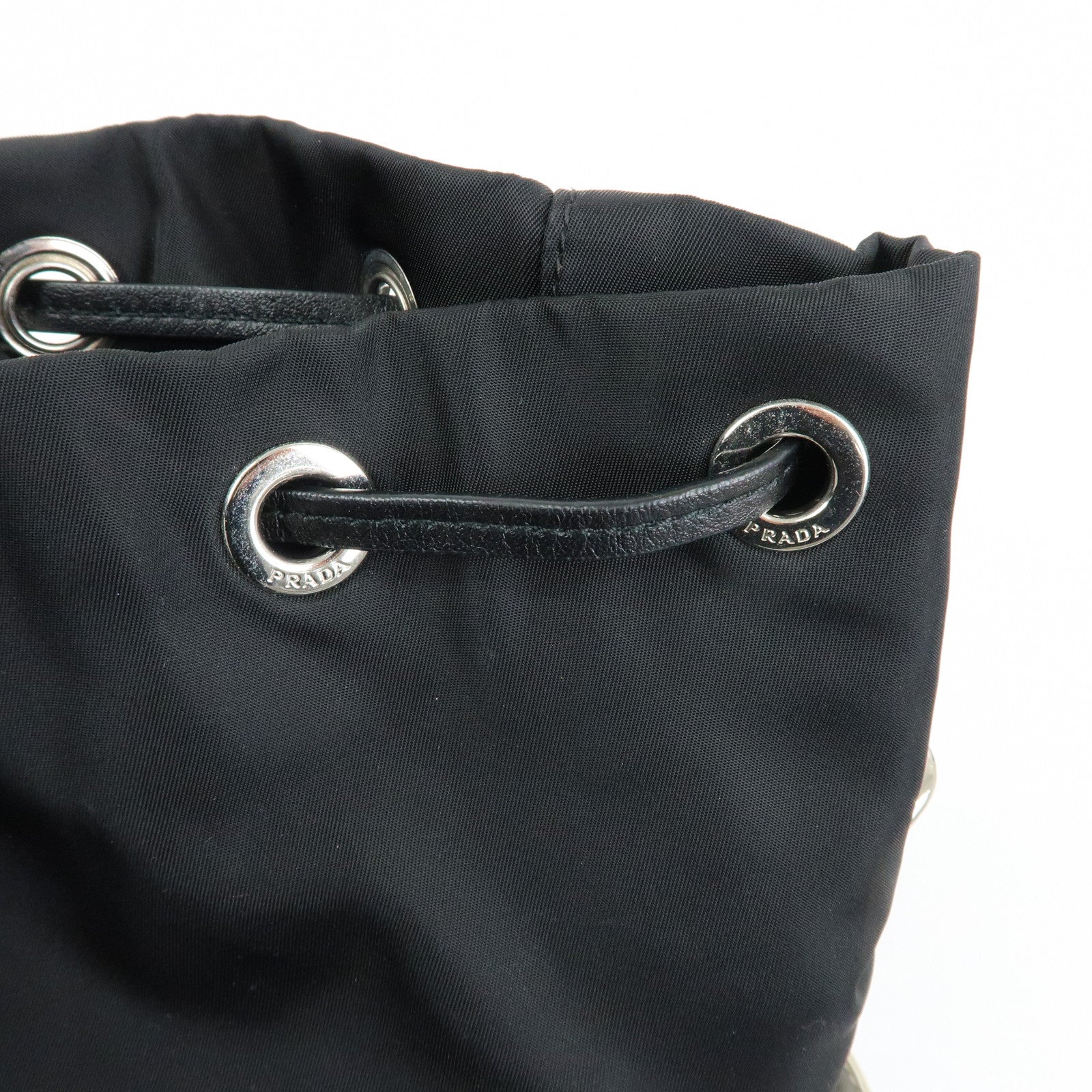 PRADA Triangle Logo Nylon Studs Backpack Rucksack Black 1BZ811