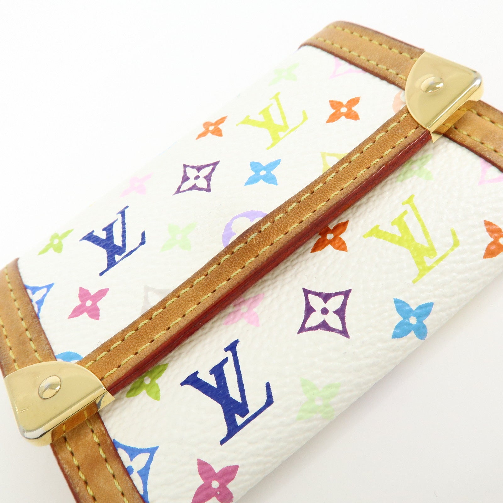 Louis Vuitton Multicolor Porte Monnaie Plat Coin Case Blanc M92657