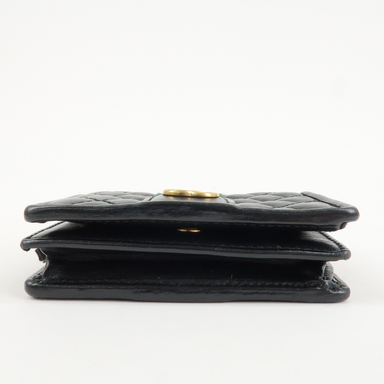 GUCCI Sherry GG Marmont Leather Bi-Fold Wallet Black 536453 Used