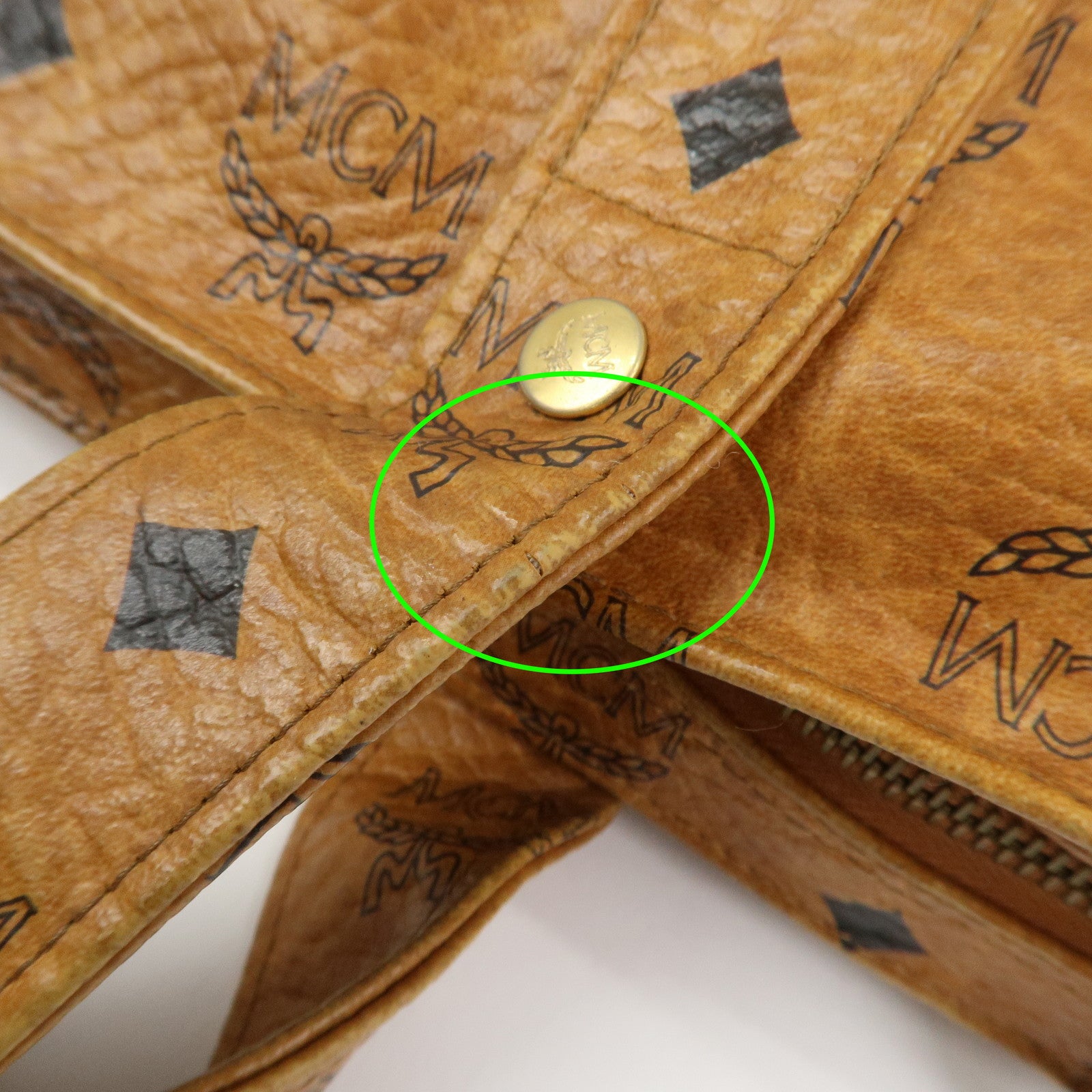 MCM Visetos Leather Tote Bag Shoulder Bag Hand Bag Brown