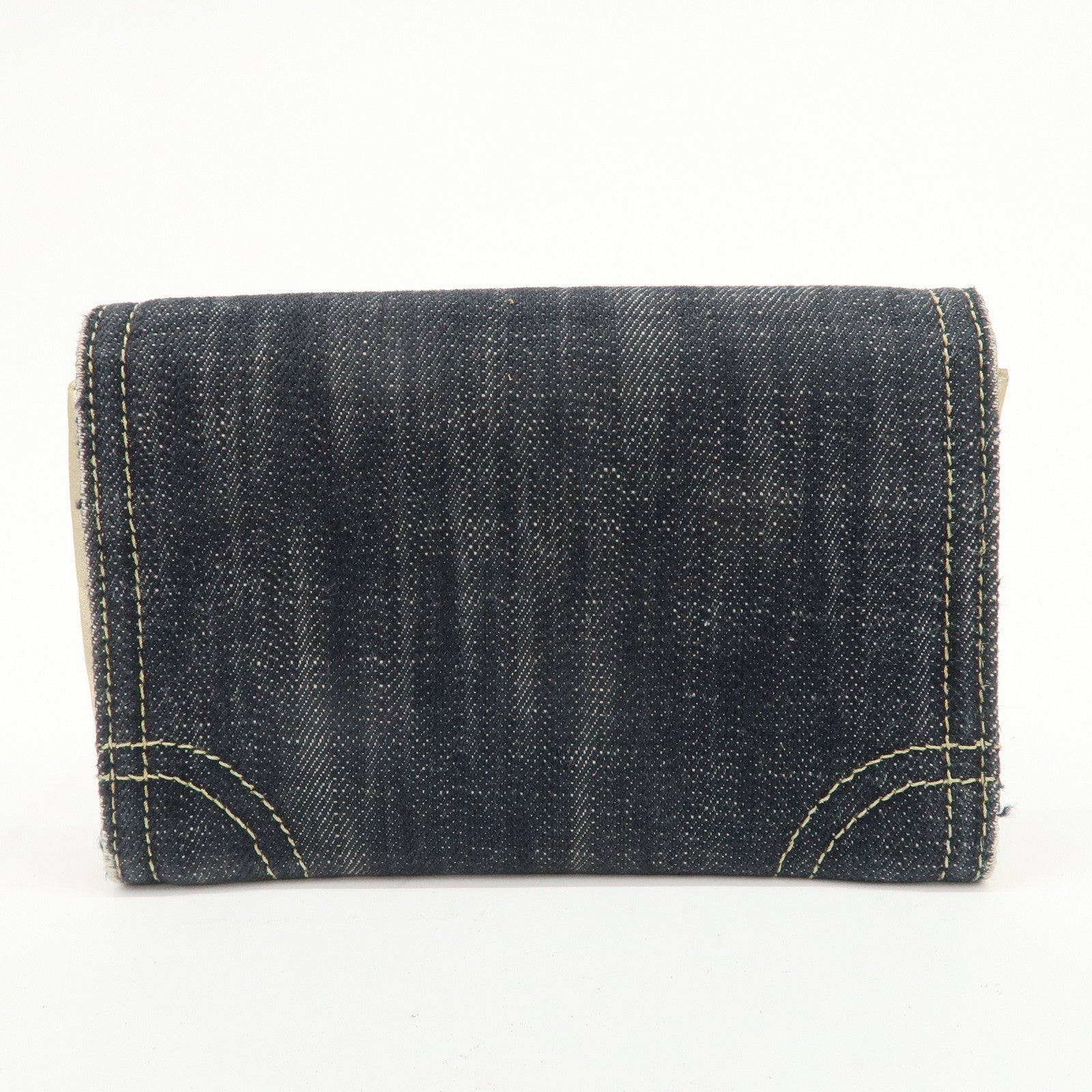 CHANEL COCO Mark Denim Bi-fold Compact Wallet Blue A31991