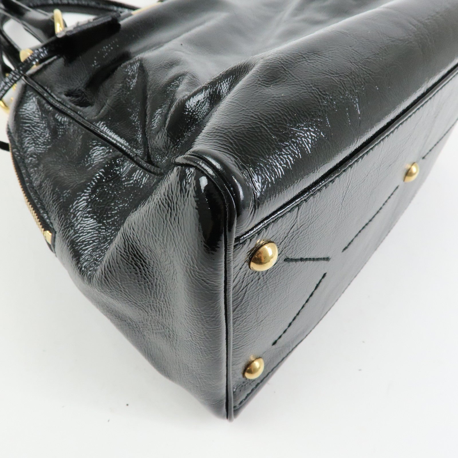 SAINT LAURENT PARIS Y Line Patent Leather 2Way Bag Black 197153