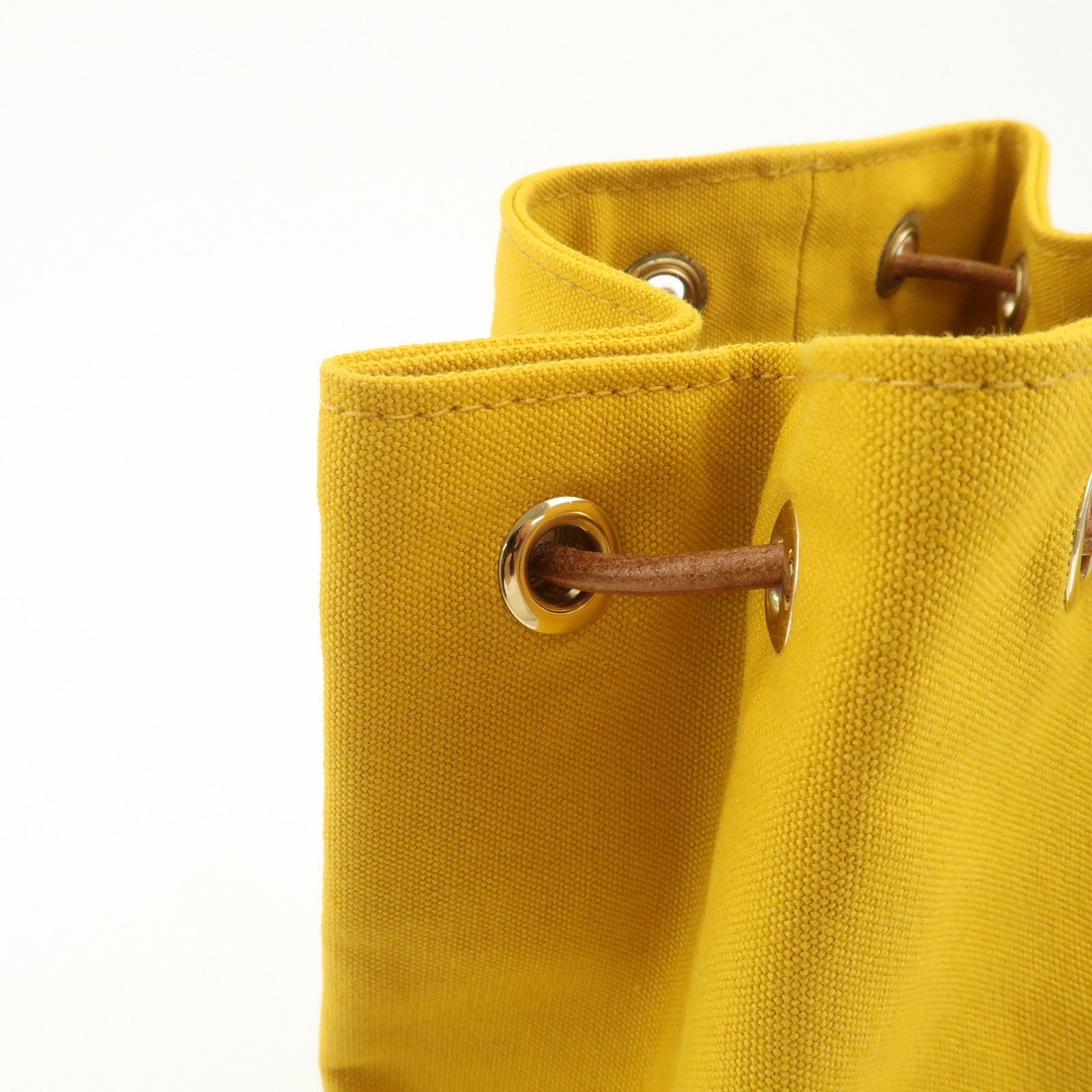 HERMES Porochon Mimil Canvas Leather PM Shoulder Bag Yellow