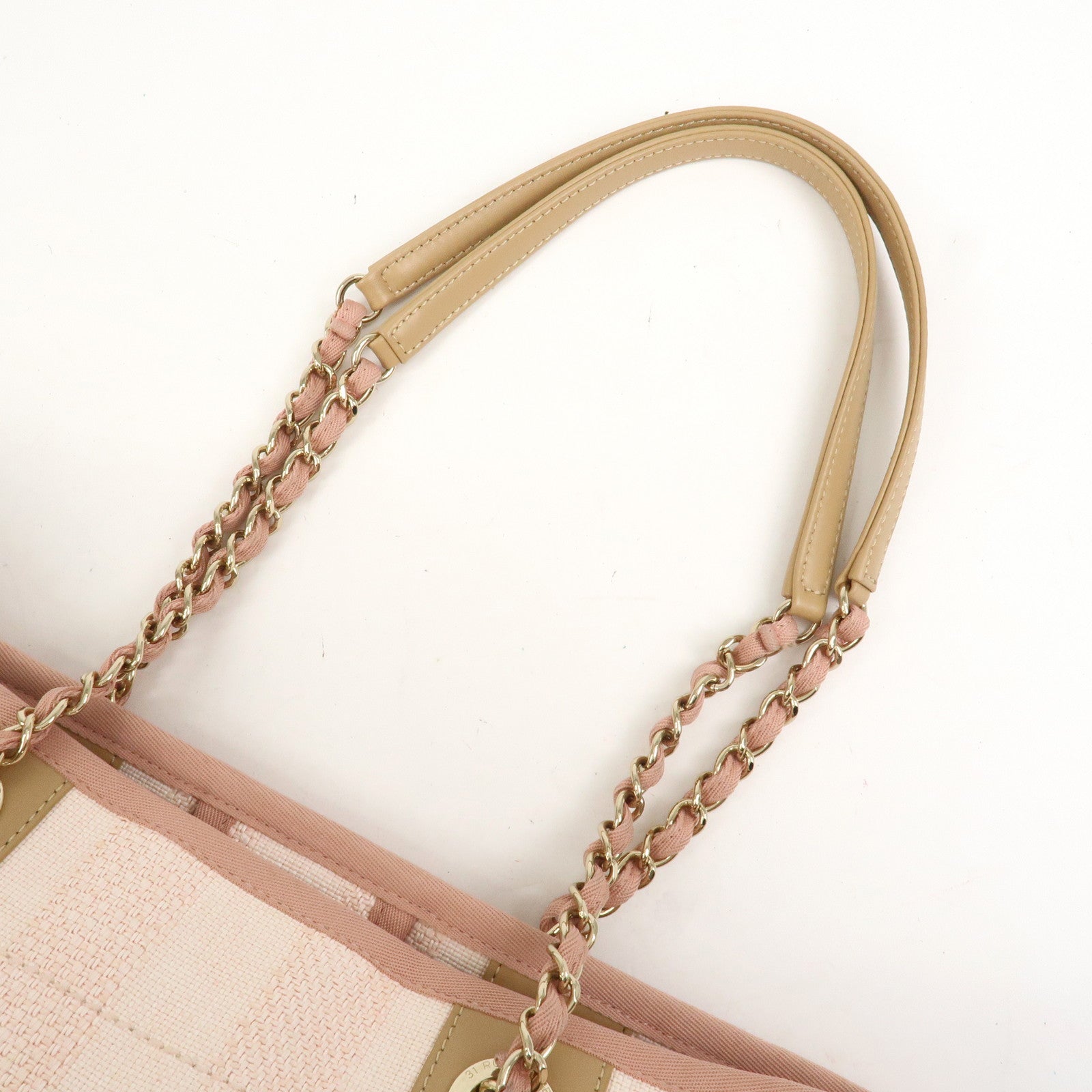 CHANEL Deauville MM Tweed Leather Tote Bag Shoulder Bag A67001