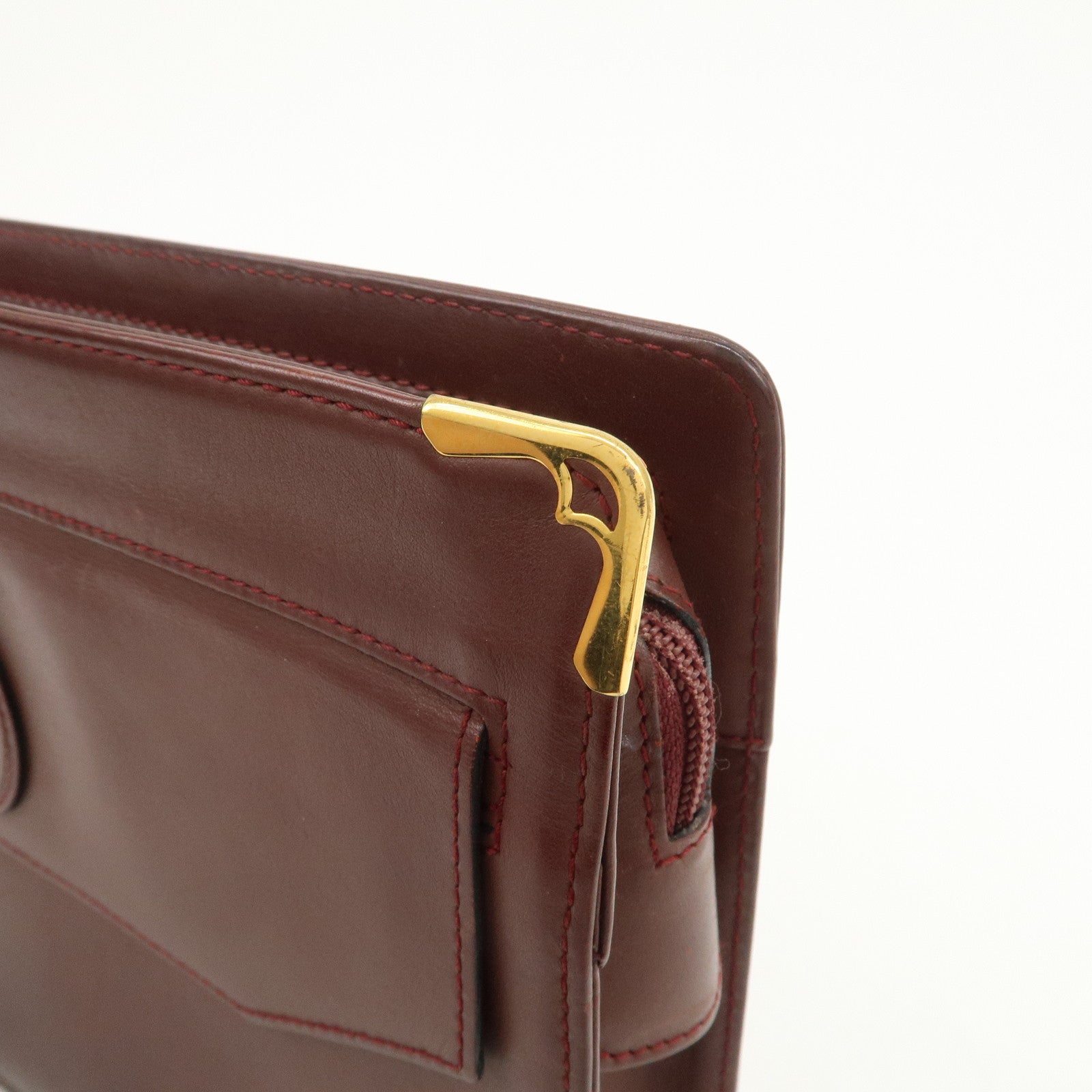 Cartier Must Line Leather Clutch Bag Pouch Bordeaux