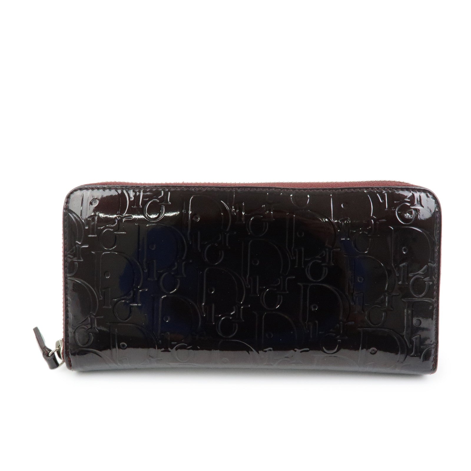 Christian Dior Trotter Patent Leather Round Zippy Wallet Purple