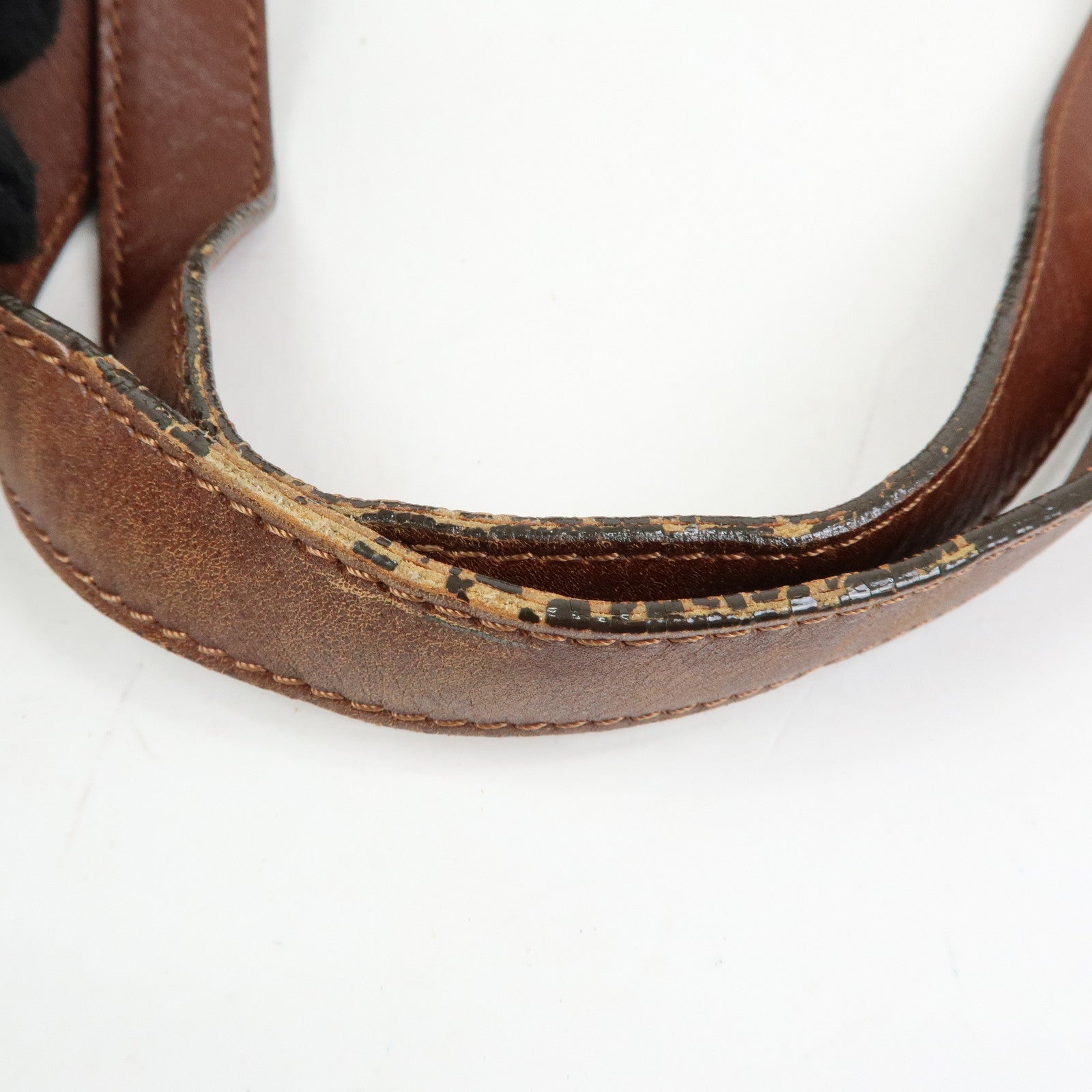 CHANEL Logo Leather Tote Bag Shoulder Bag Red Brown