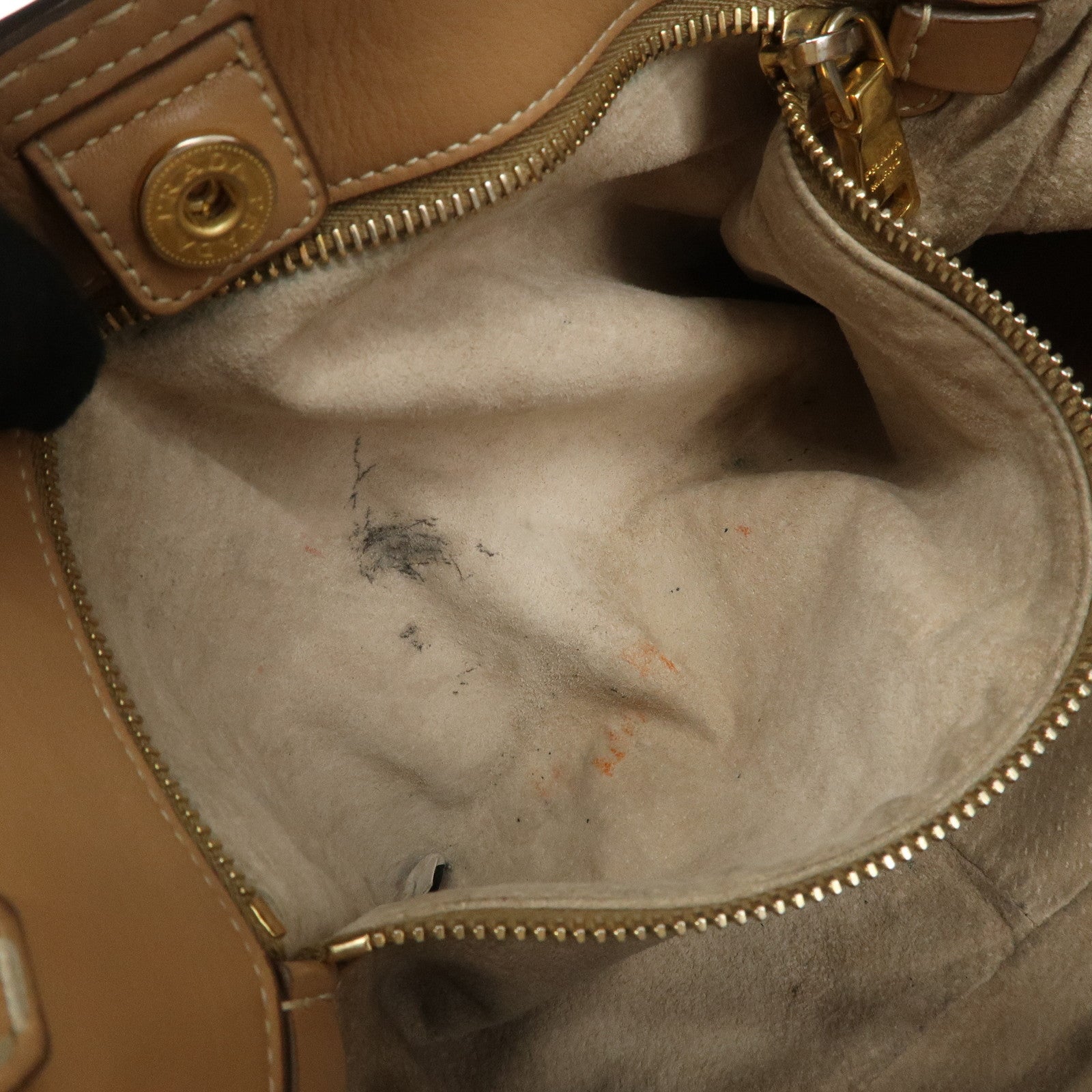 PRADA Leather Shoulder Bag Hand Bag Shoulder Bag Beige Gold BR4691 Used