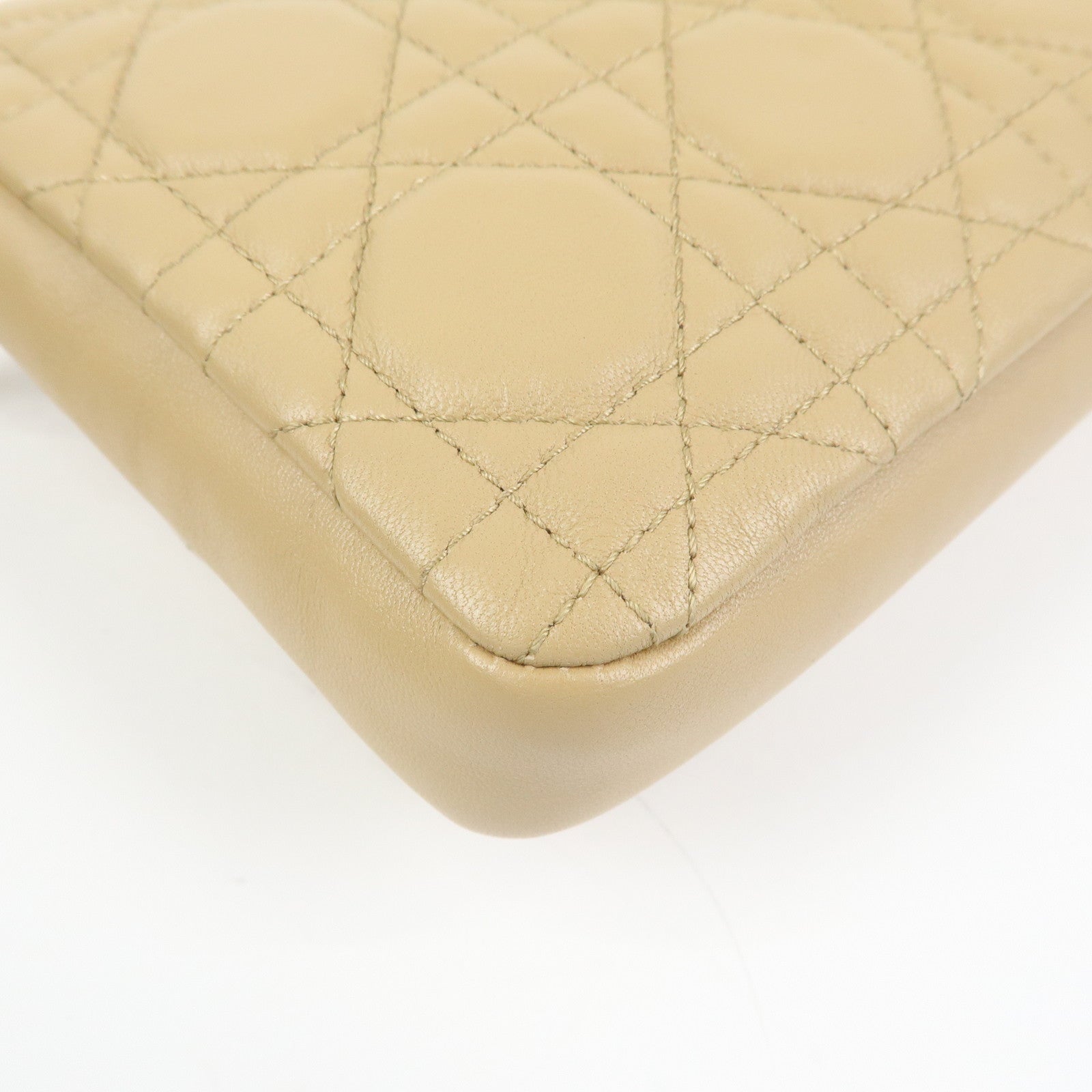Christian Dior Canage New Lock Lamb Skin Chain Shoulder Bag Beige