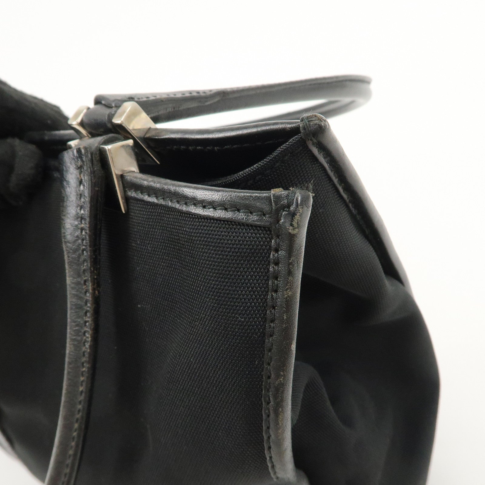 GUCCI Jackie Canvas Leather Tote Bag Shoulder Bag Black 002.1073 Used