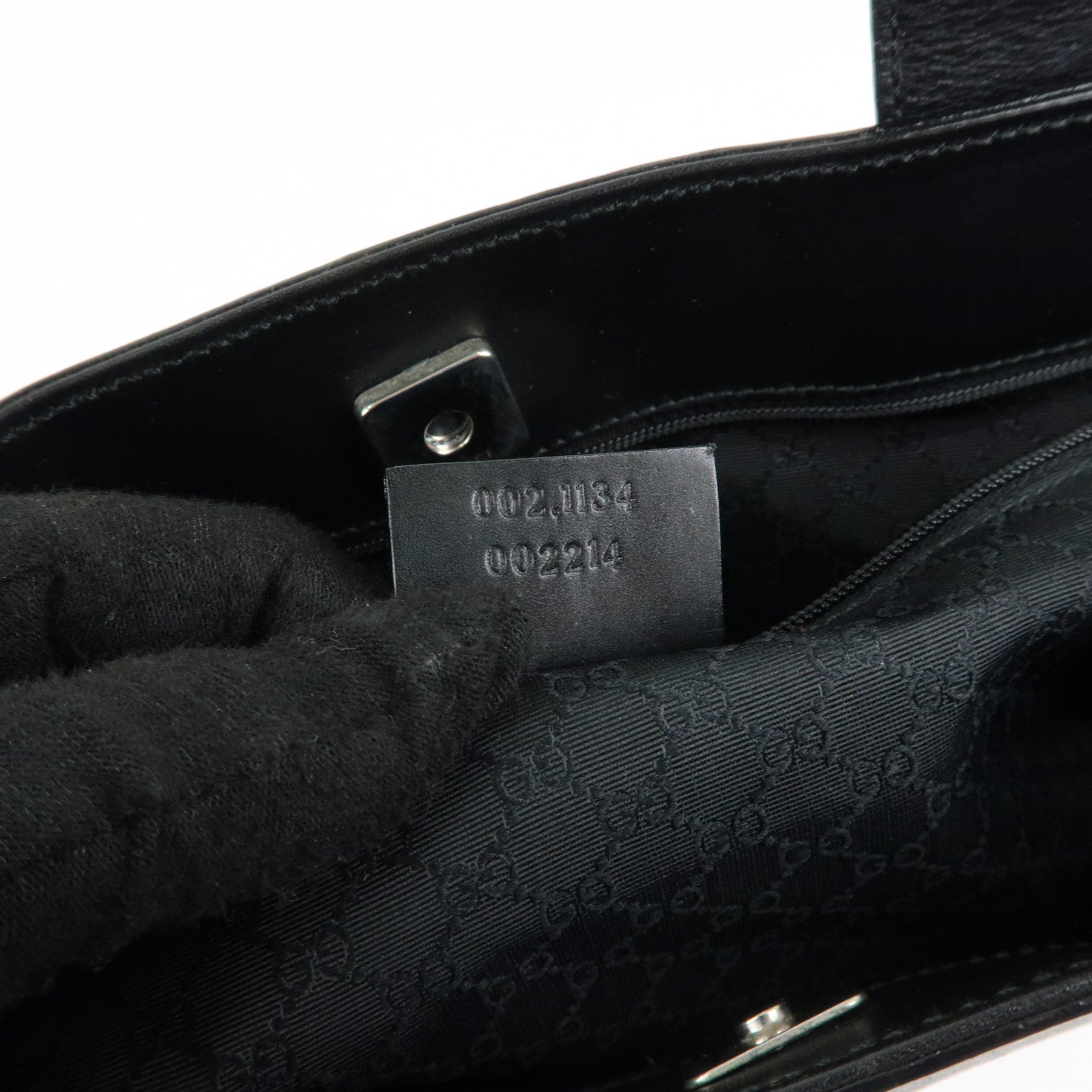 GUCCI Sherry Leather Tote Bag Hand Bag Black Brown 002.1134