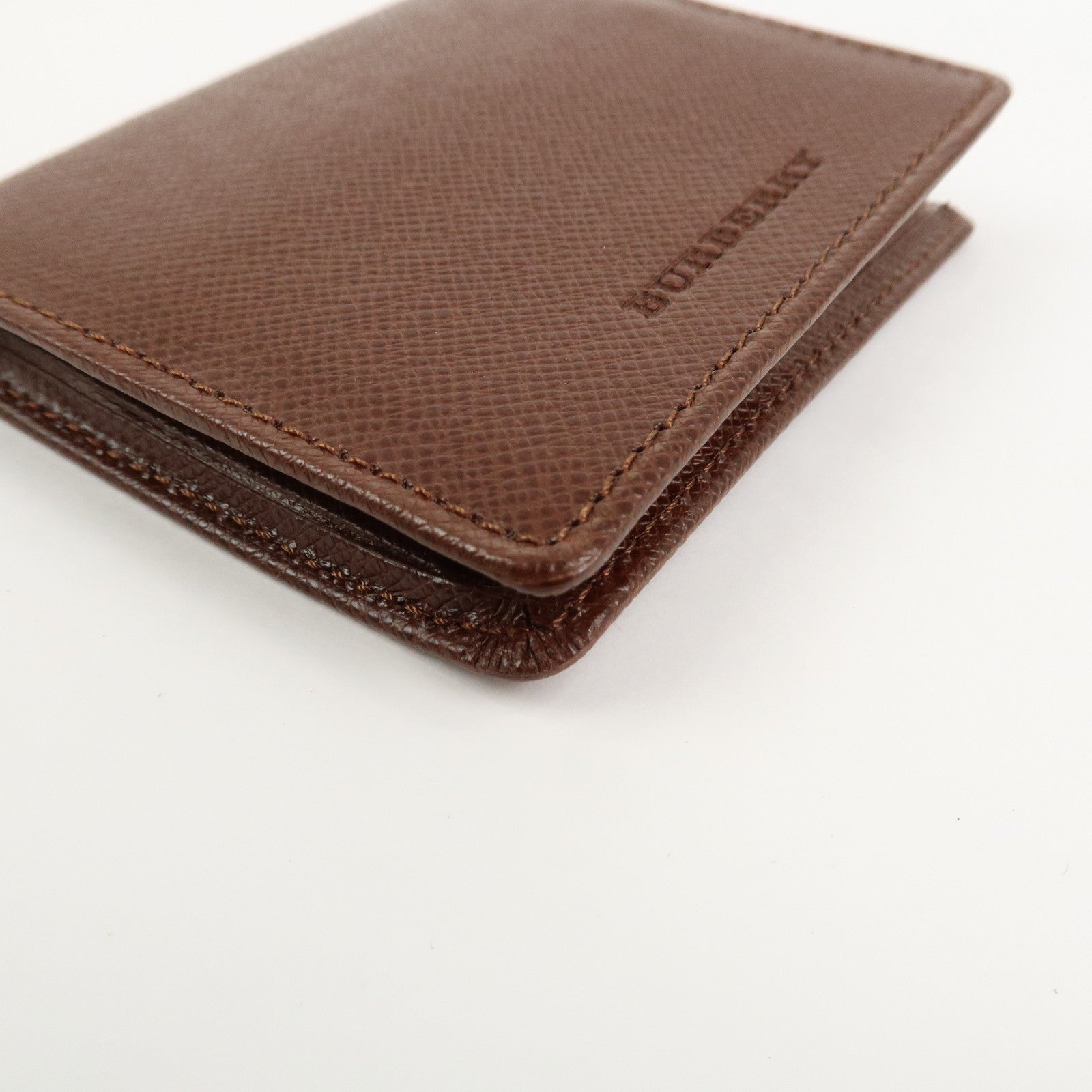 BURBERRY Logo Leather Compact Coin Case Brown