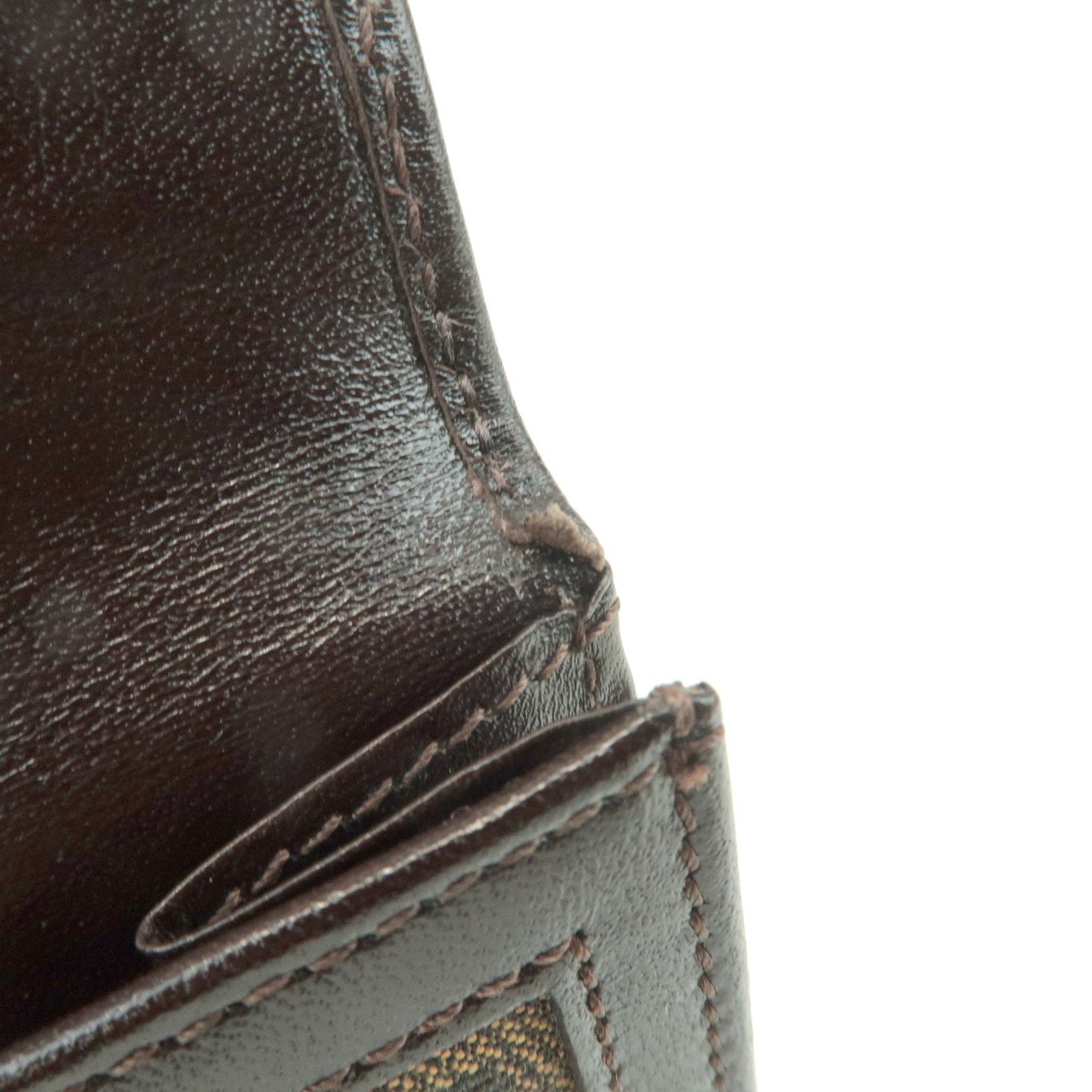 FENDI Zucca Leather Canvas Double Hook Bi-fold Wallet Brown 30795 Used