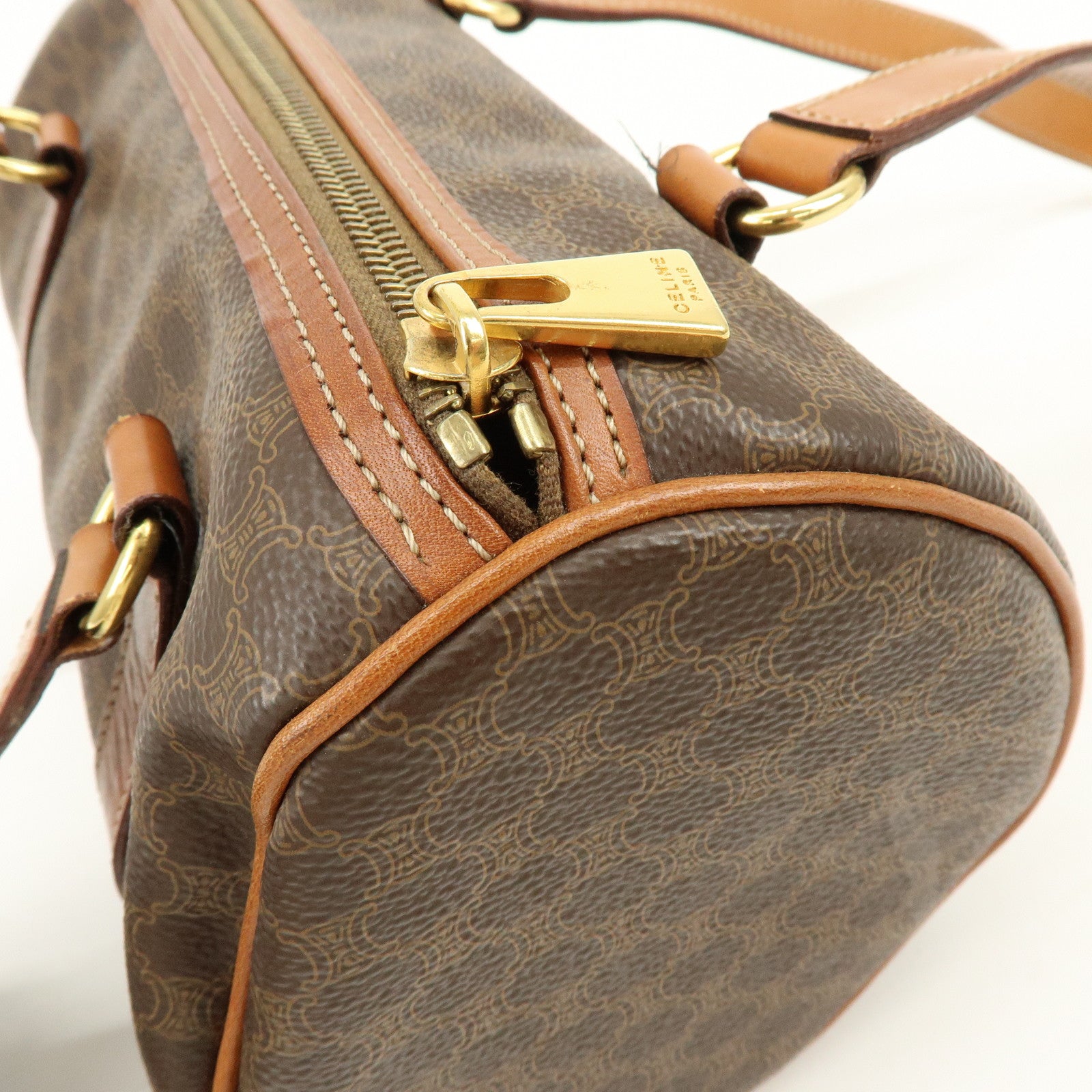 CELINE Macadam PVC Leather Shoulder Bag Hand Bag Brown