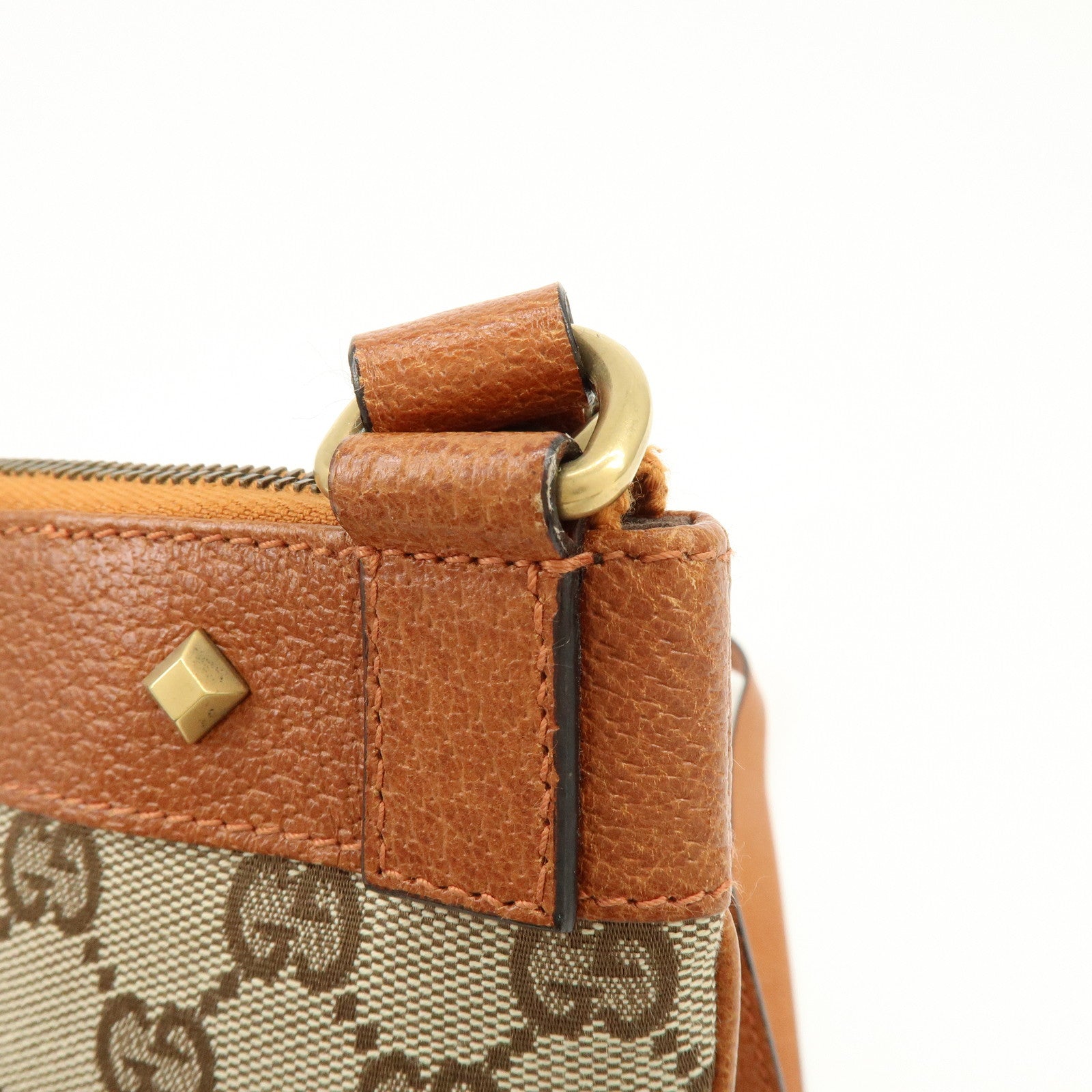 GUCCI GG Canvas Leather Shoulder Crossbody Bag Beige Brown 120893