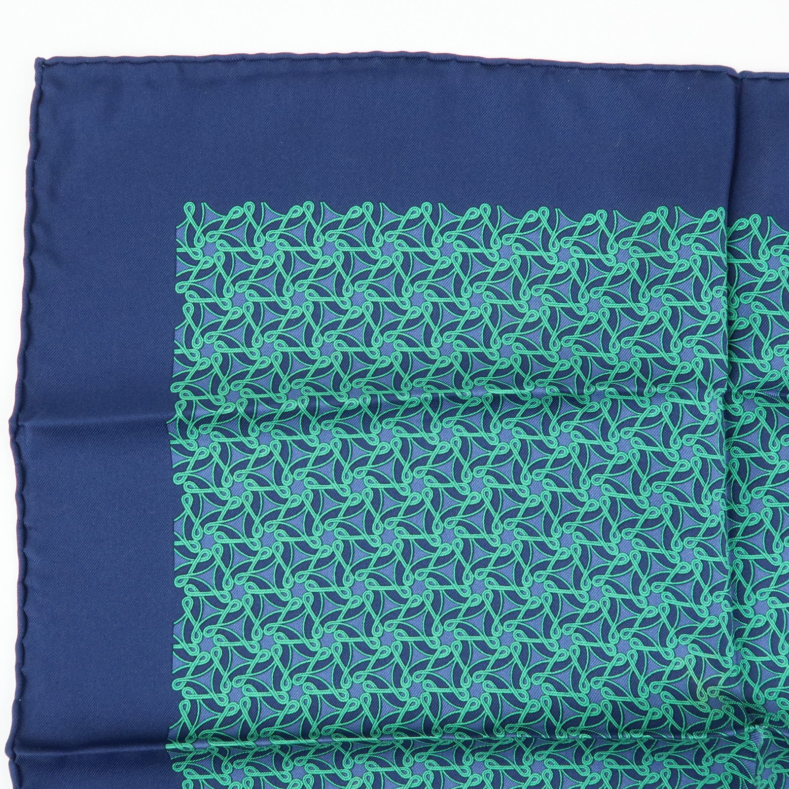 HERMES Carre 45 Set of 2 Silk 100% Scarf Navy Green