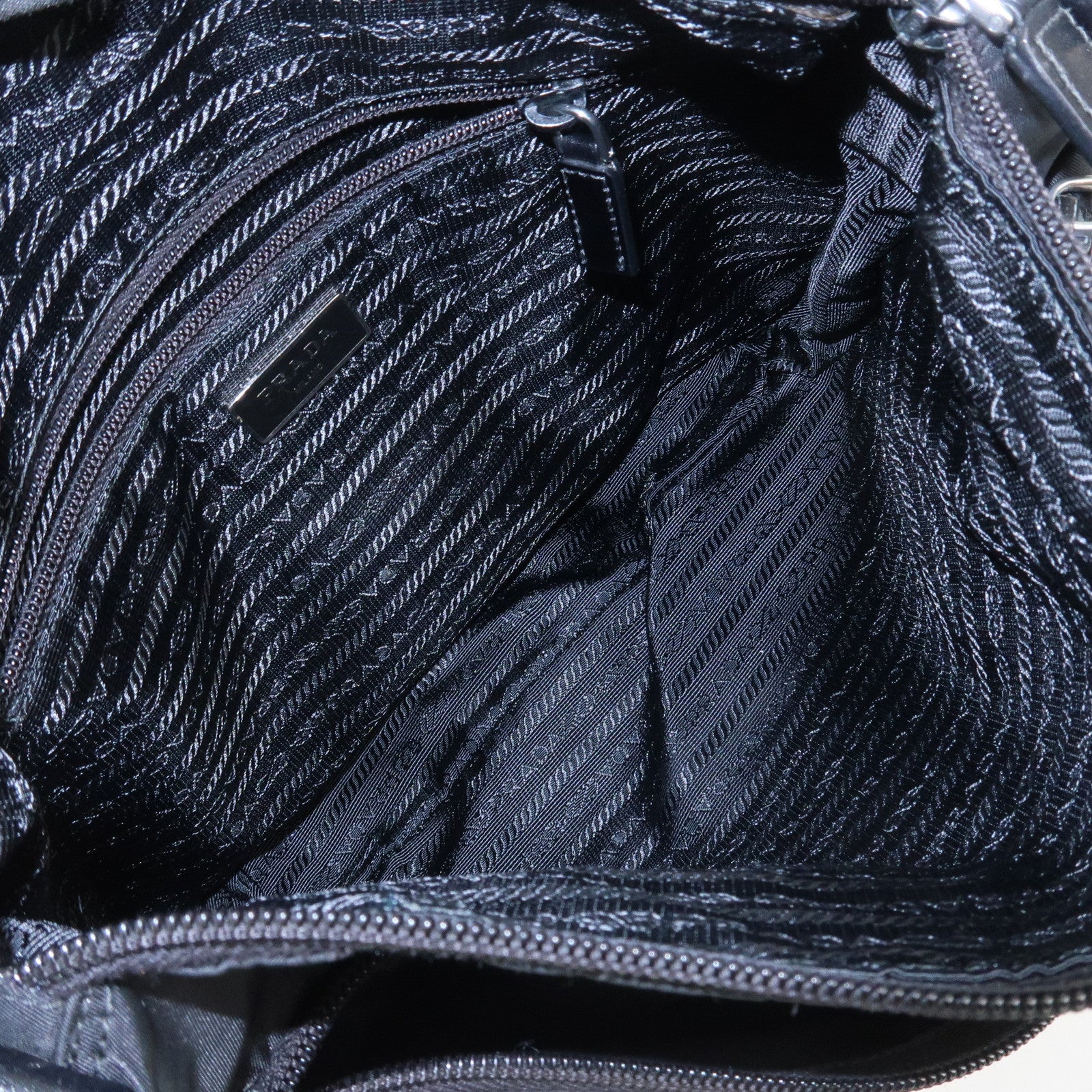 PRADA Triangle Logo Nylon Shoulder Bag Crossbody Bag Black 1BC421