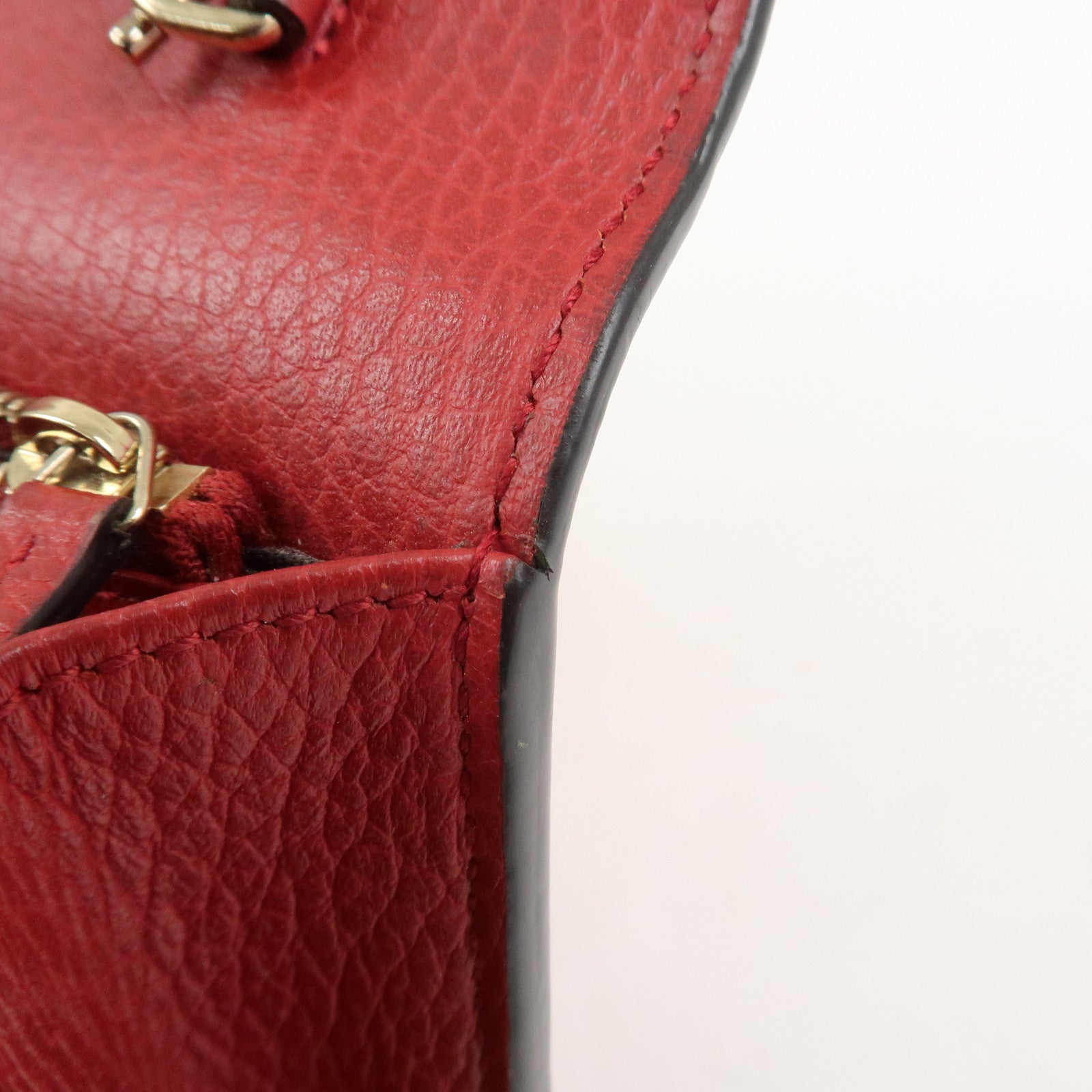GUCCI Interlocking G Leather Chain Wallet Shoulder Bag Red 510314