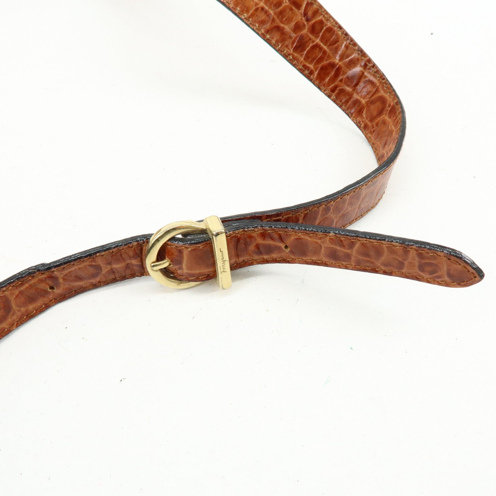 Ferragamo Gancini Embossed Leather Shoulder Crossbody Bag Brown