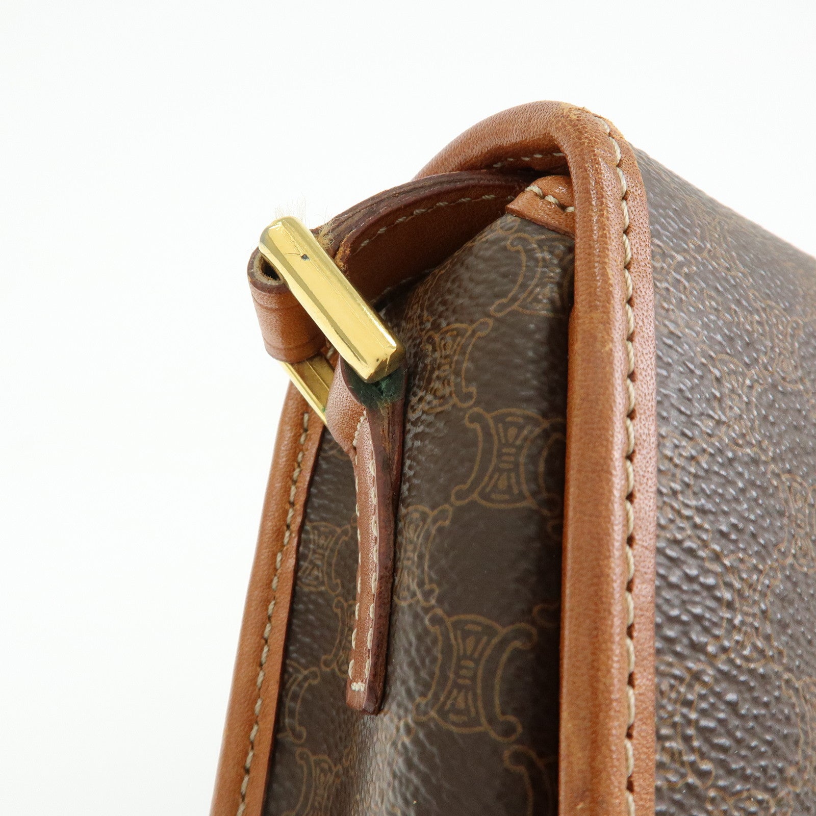 CELINE Trio PVC Leather Shoulder Bag Crossbody Bag Brown