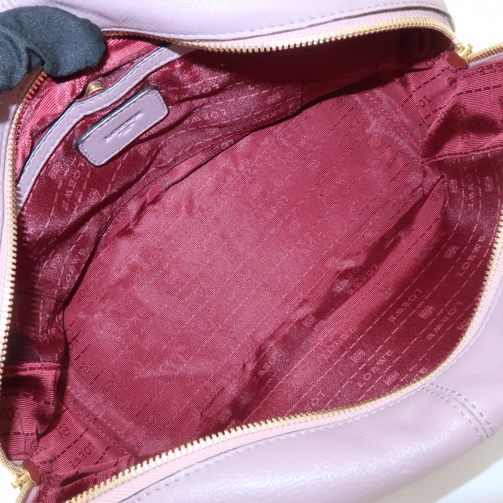 LOEWE Heritage Leather Mini Boston Bag Hand Bag Lavender Used
