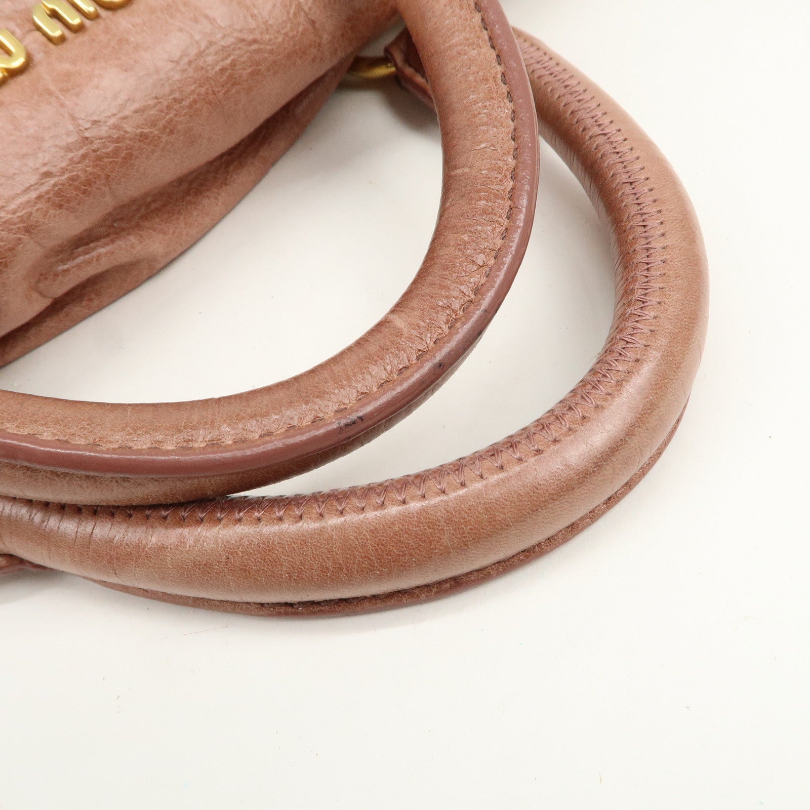 MIU MIU Logo Leather Ribbon 2Way Bag Shouler Bag Hand Bag RT0365