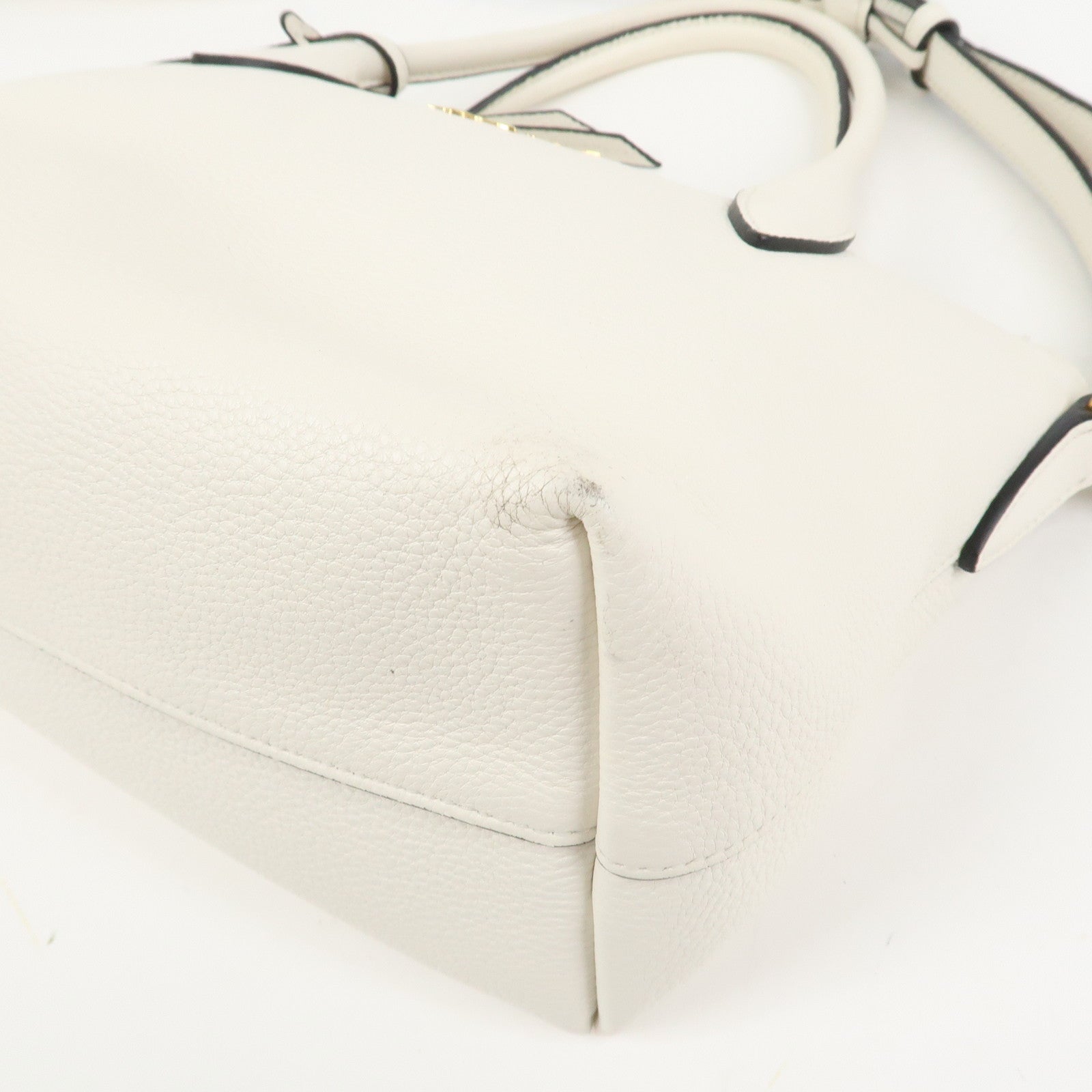 PRADA Vitello Daino Leather 2Way Bag Hand Shoulder Bag White 1BA111