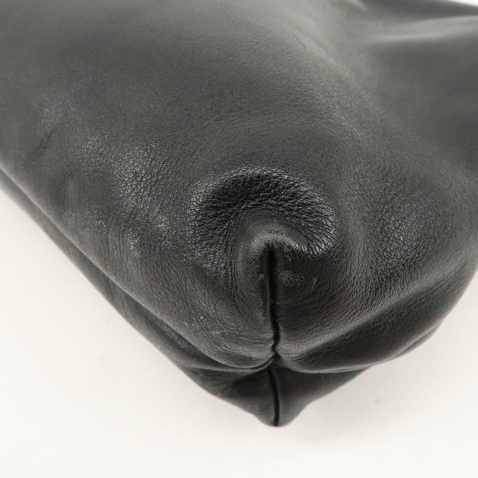 CELINE Logo Leather Pouch Cosmetic Pouch Black Used