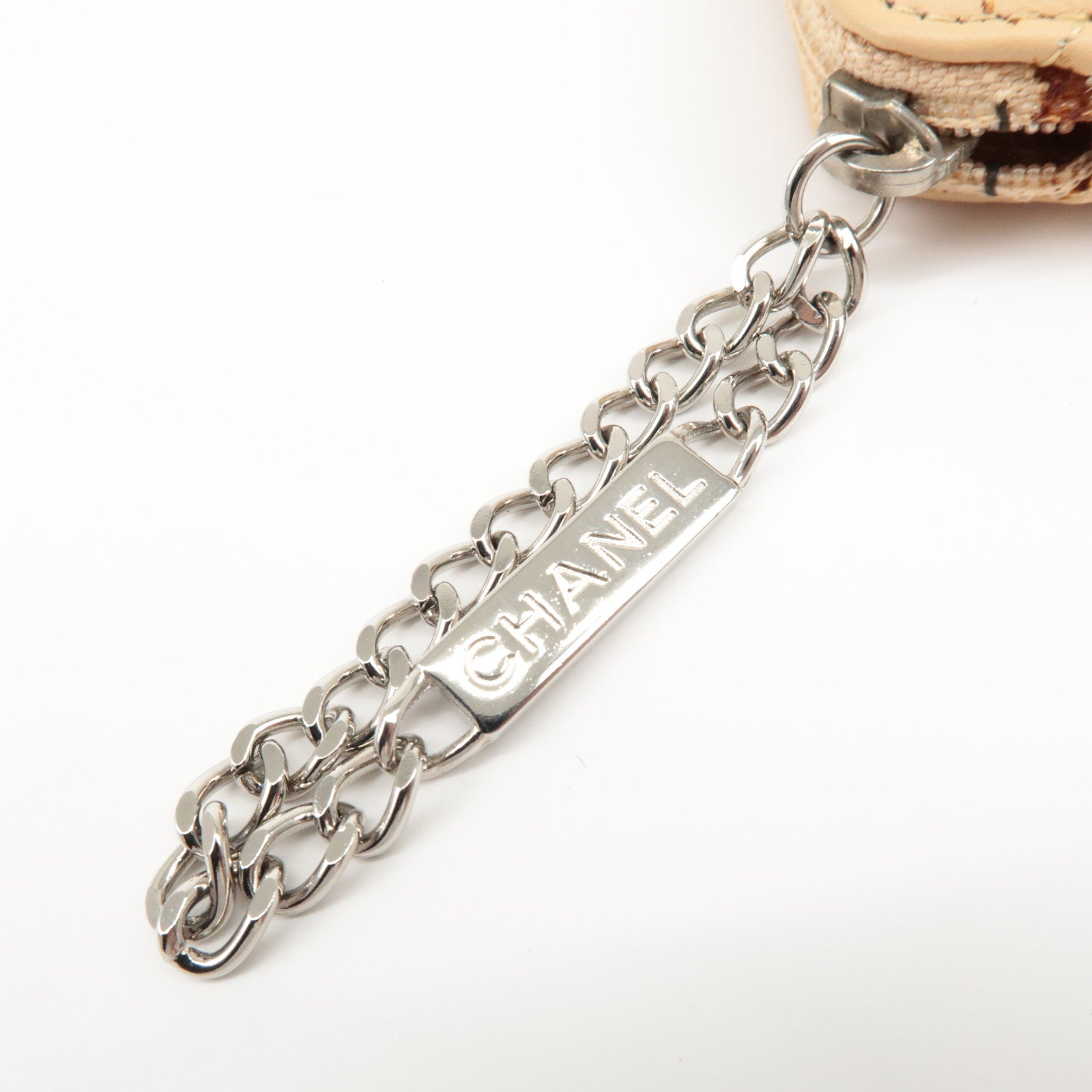 CHANEL COCO Mark Cambon Line Leather Pouch Beige Used