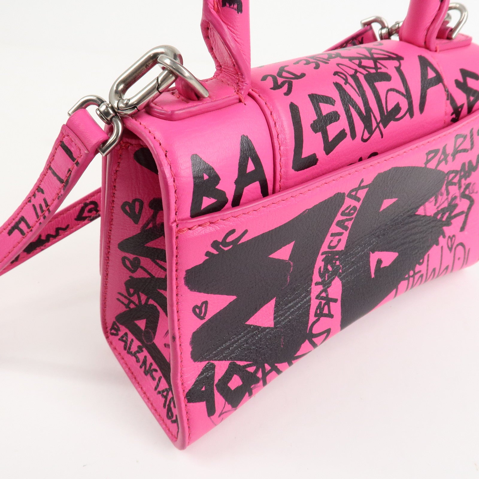 BALENCIAGA Hourglass XS 2Way Hand Shoulder Bag Hot Pink 592833
