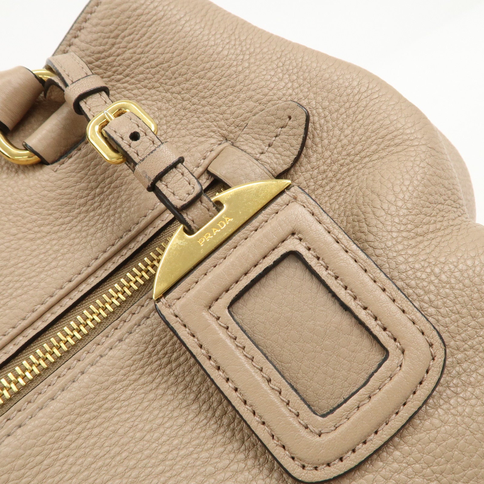 PRADA Logo Leather 2Way Shoulder Bag Hand Bag Pink Beige 1BG044