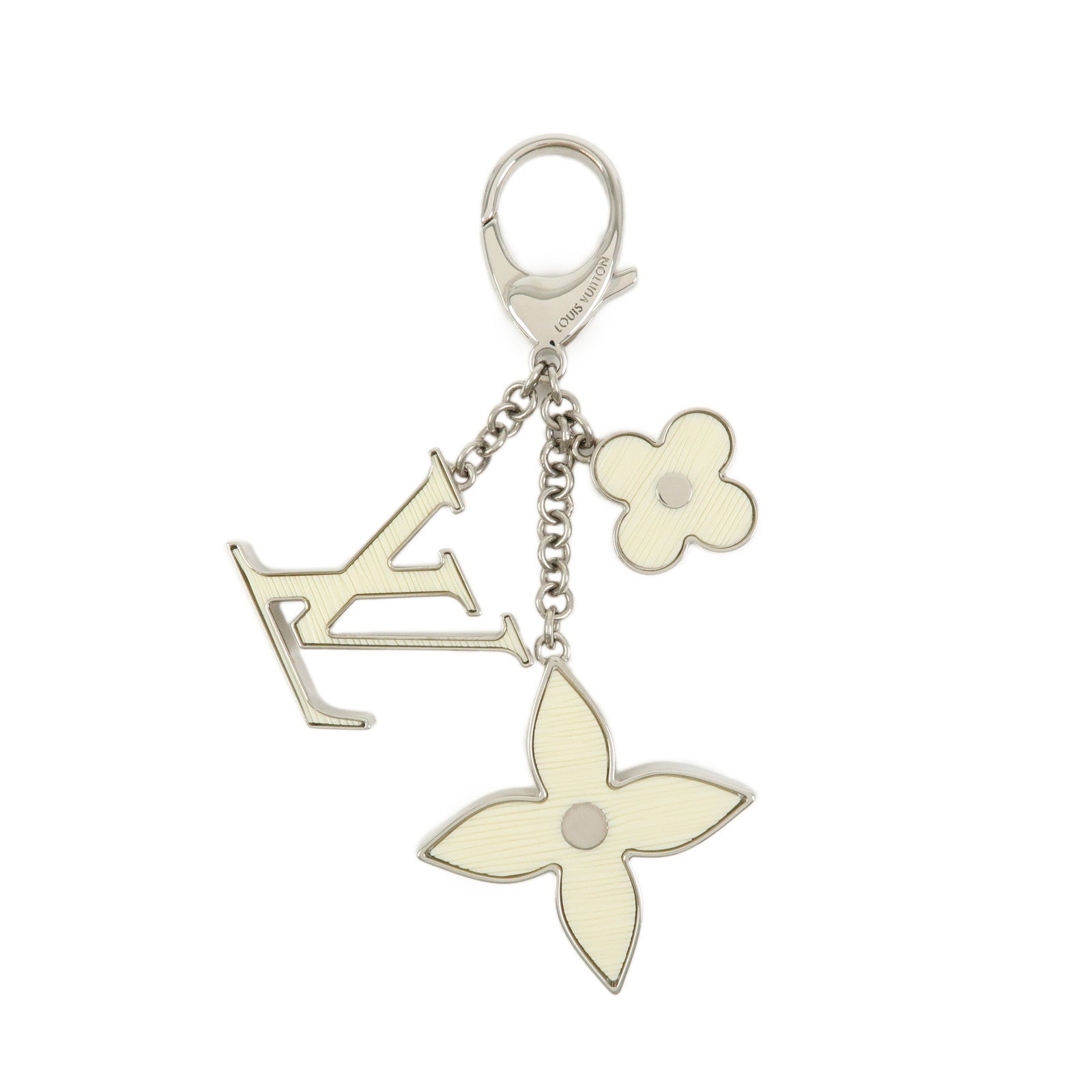 Louis Vuitton Bijoux Sac Fleur de Epi Bag Charm Silver White M65085